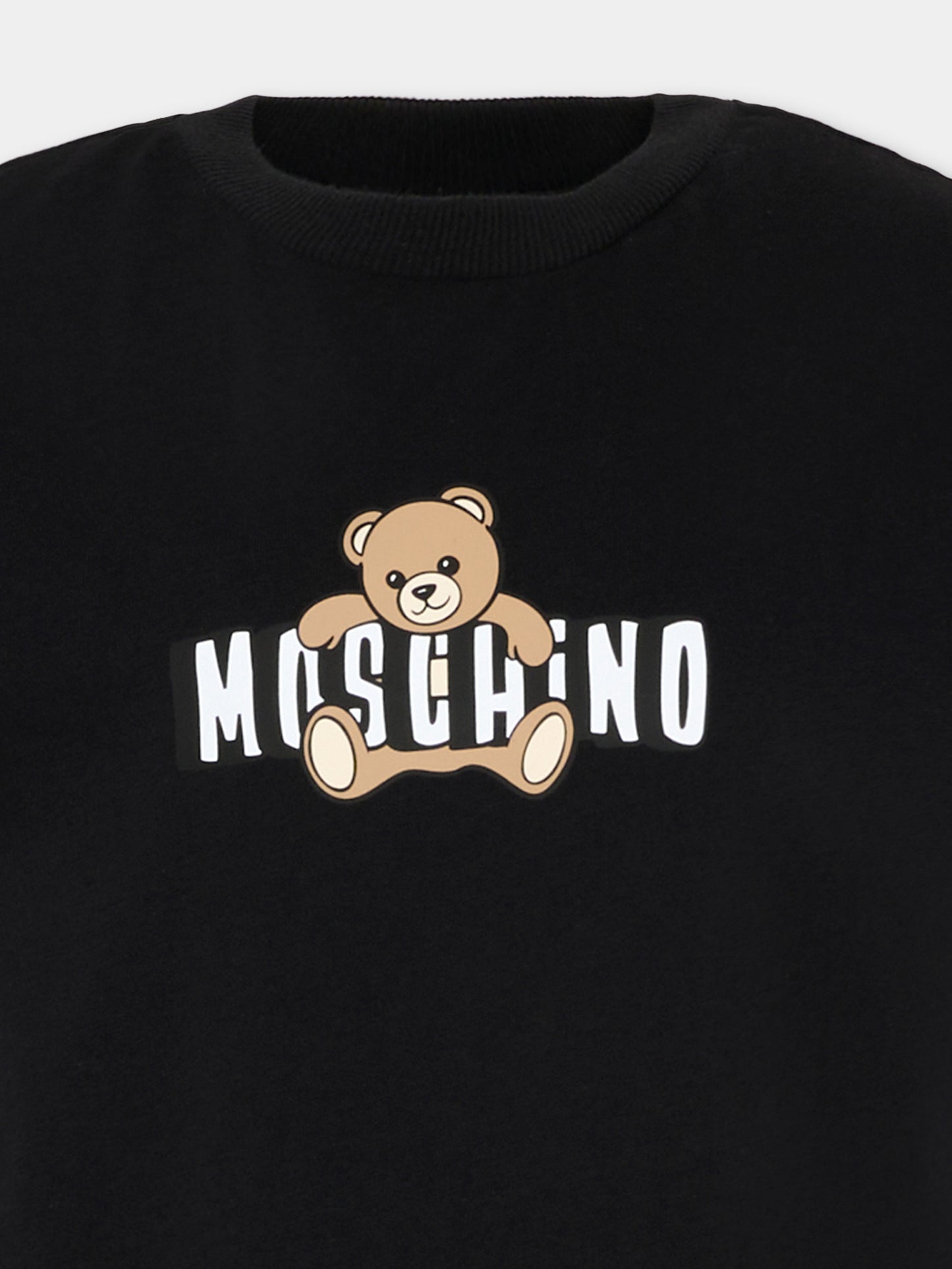 T-Shirt nera per bambini con Teddy Bear,Moschino Kids,HZM058 LAA03 60100