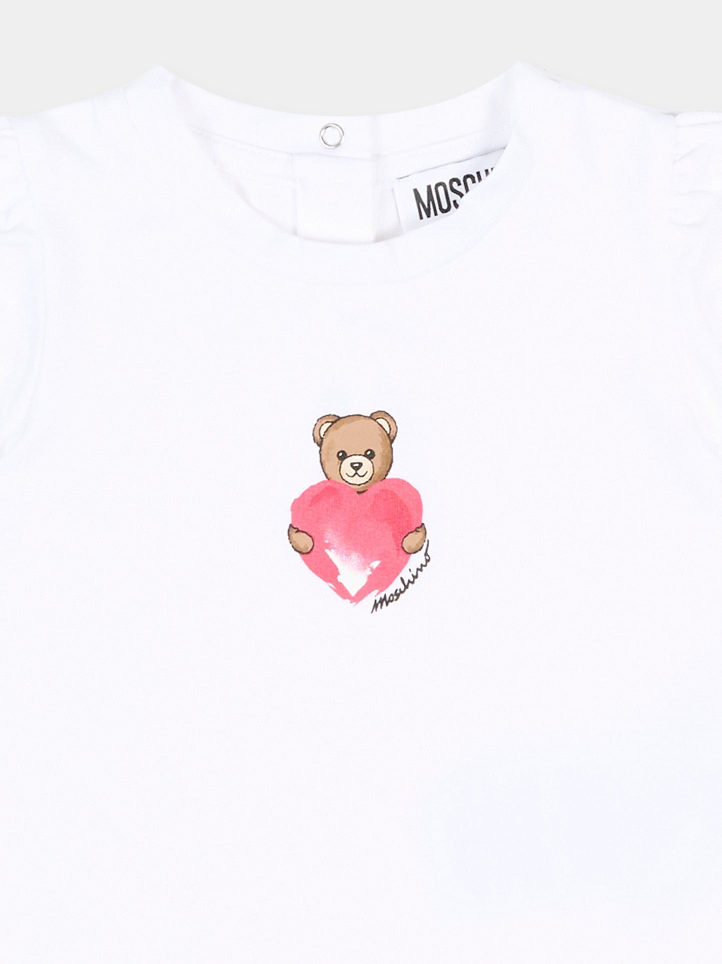T-shirt bianca per neonata con Teddy Bear,Moschino Kids,MLM02B LBA00 10101