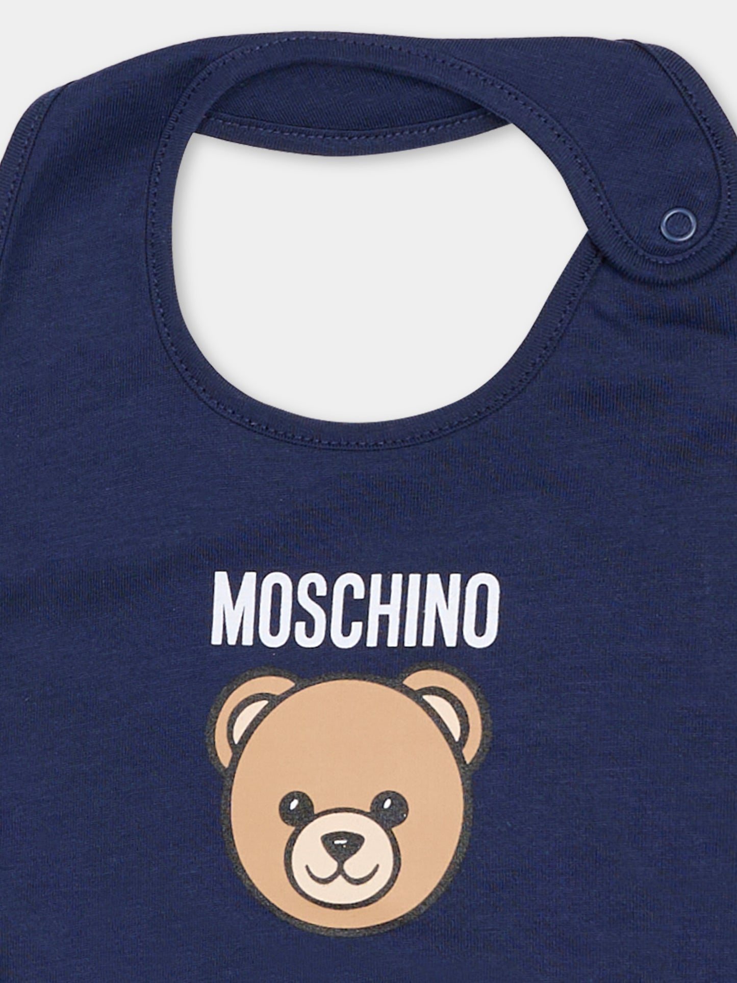 Set accessori blu per neonati con Teddy Bear,Moschino Kids,MUY099 LCA19 40016