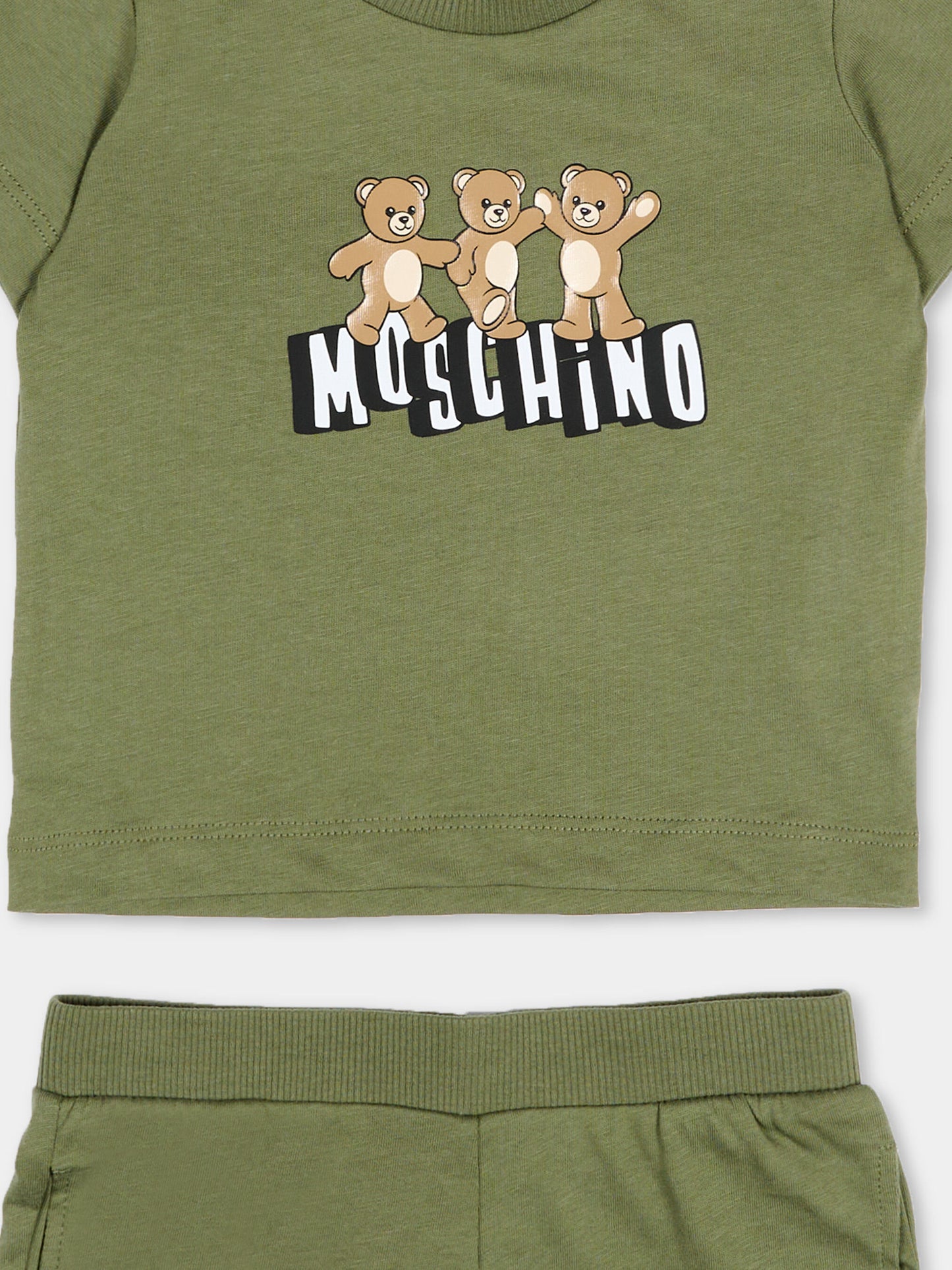 Completo sportivo verde per neonato con Teddy Bear,Moschino Kids,MXG00M LAA17 30037
