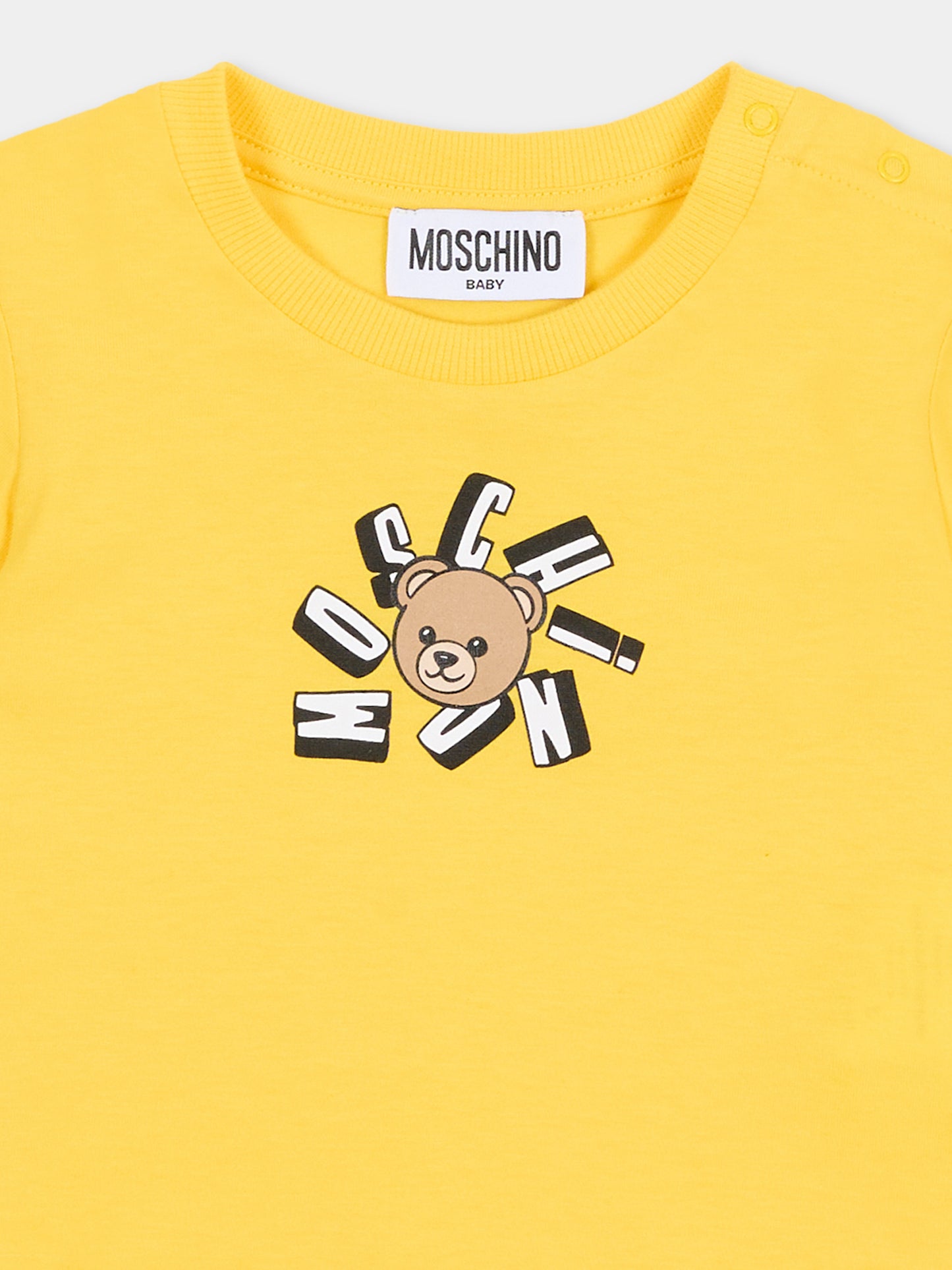 T-shirt gialla per neonati con Teddy Bear,Moschino Kids,MXM047 LAA02 50577