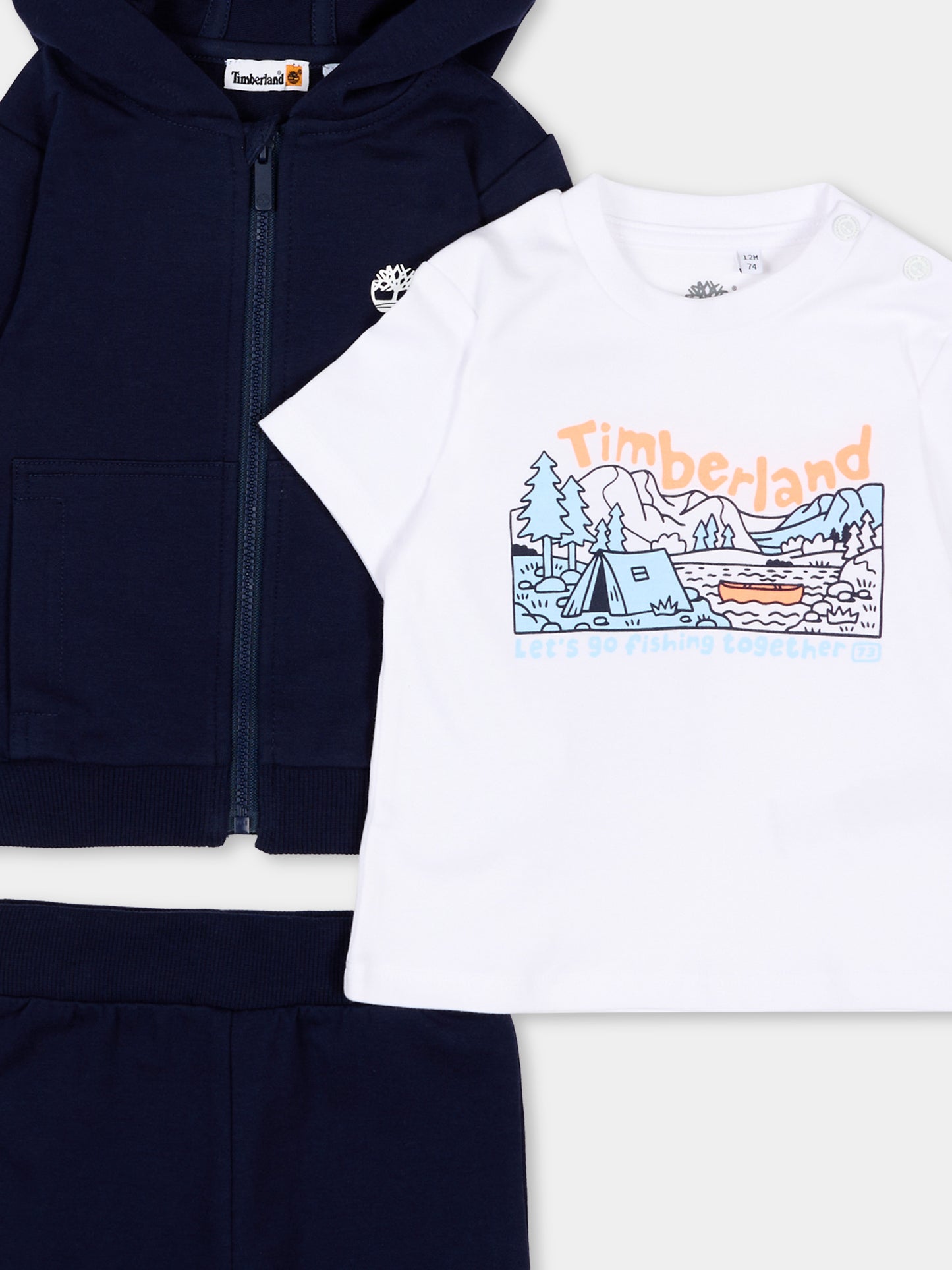 Completo sportivo blu per neonato con logo,Timberland,T60884 85T