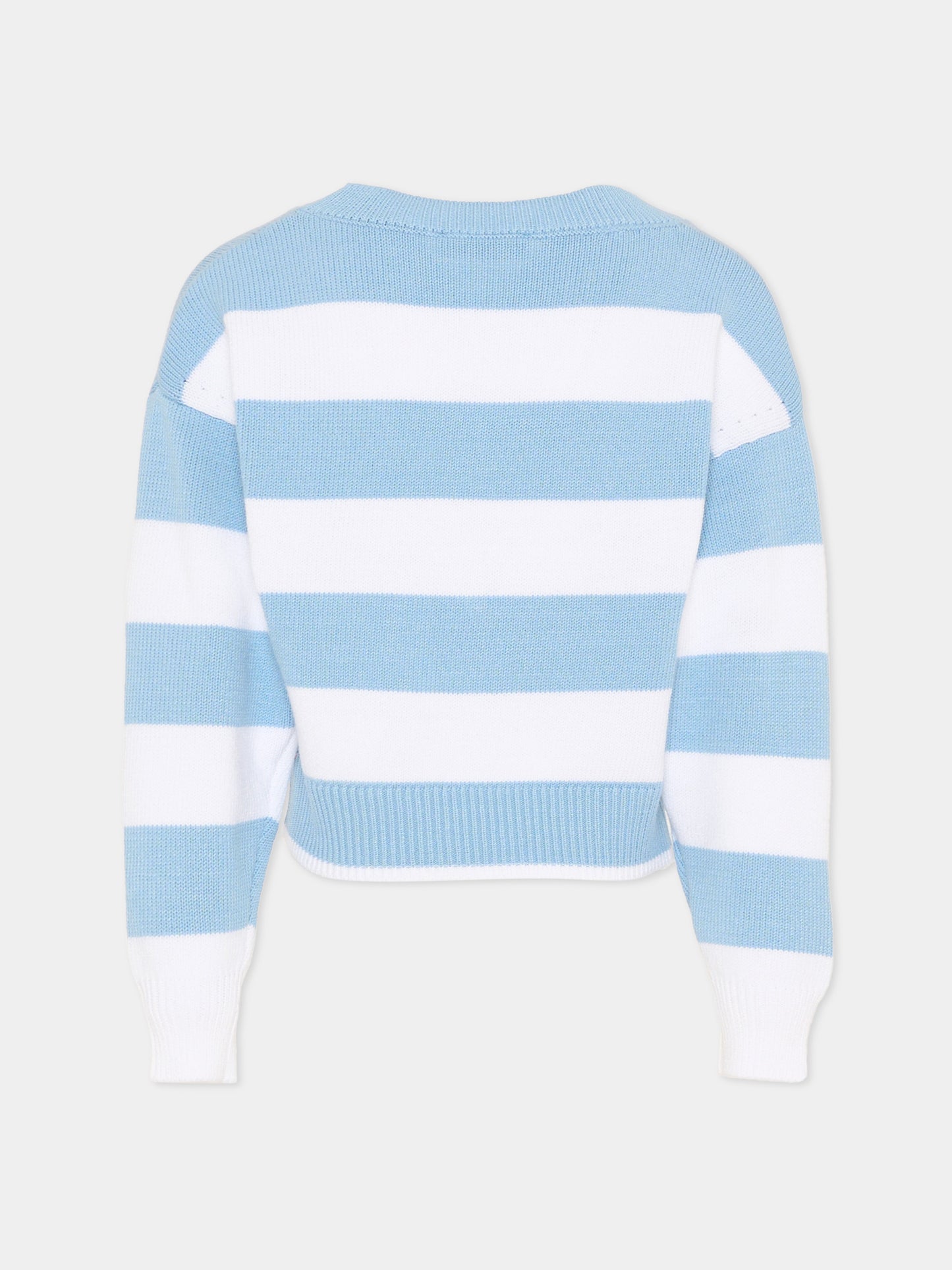 Maglione azzurro per bambina con Hello Kitty,Monnalisa,19G606 - 7029 - 5899