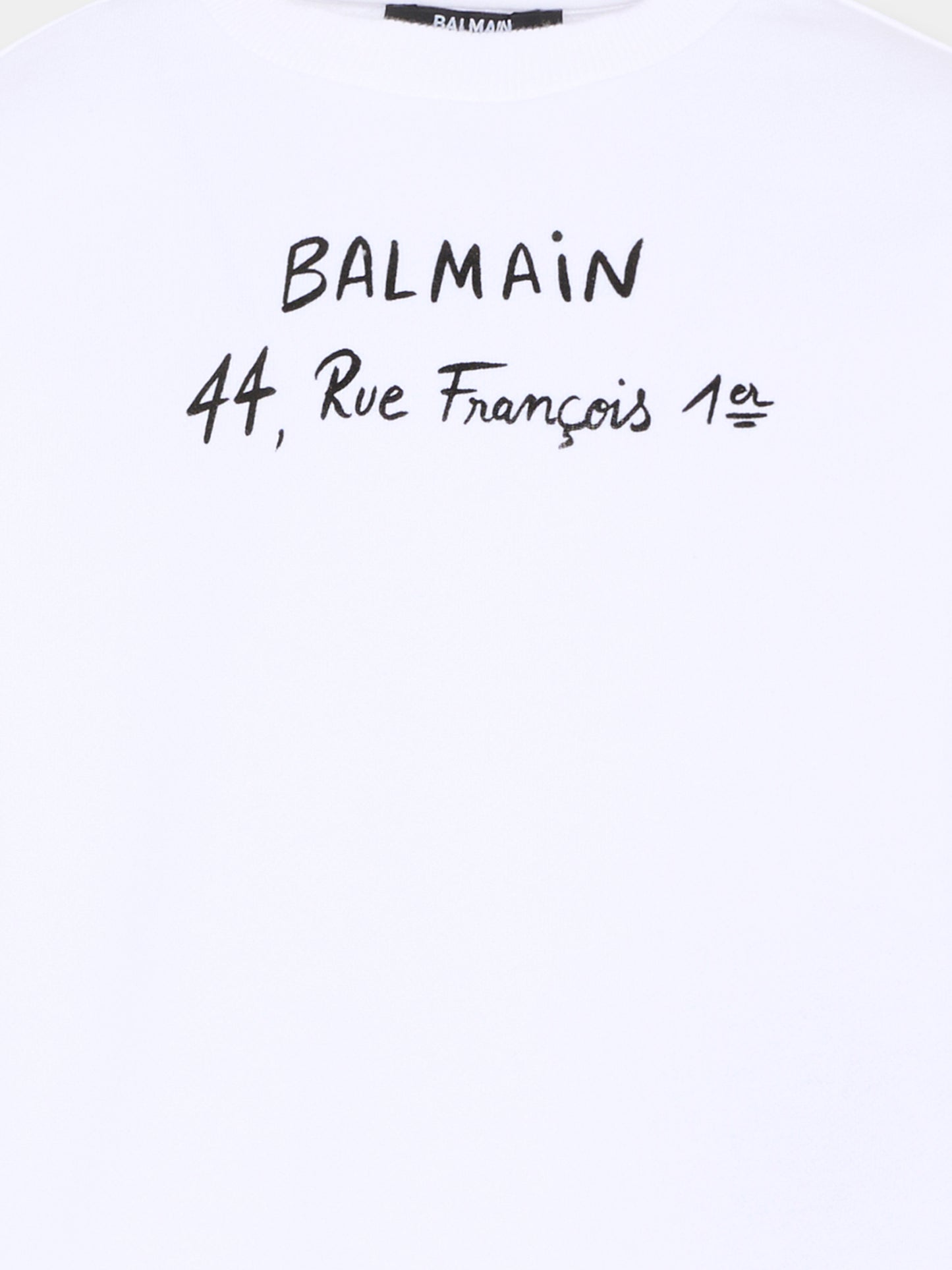 Felpa bianca per bambini con logo e scritta,Balmain Kids,BY4A30-Z3183 100NE