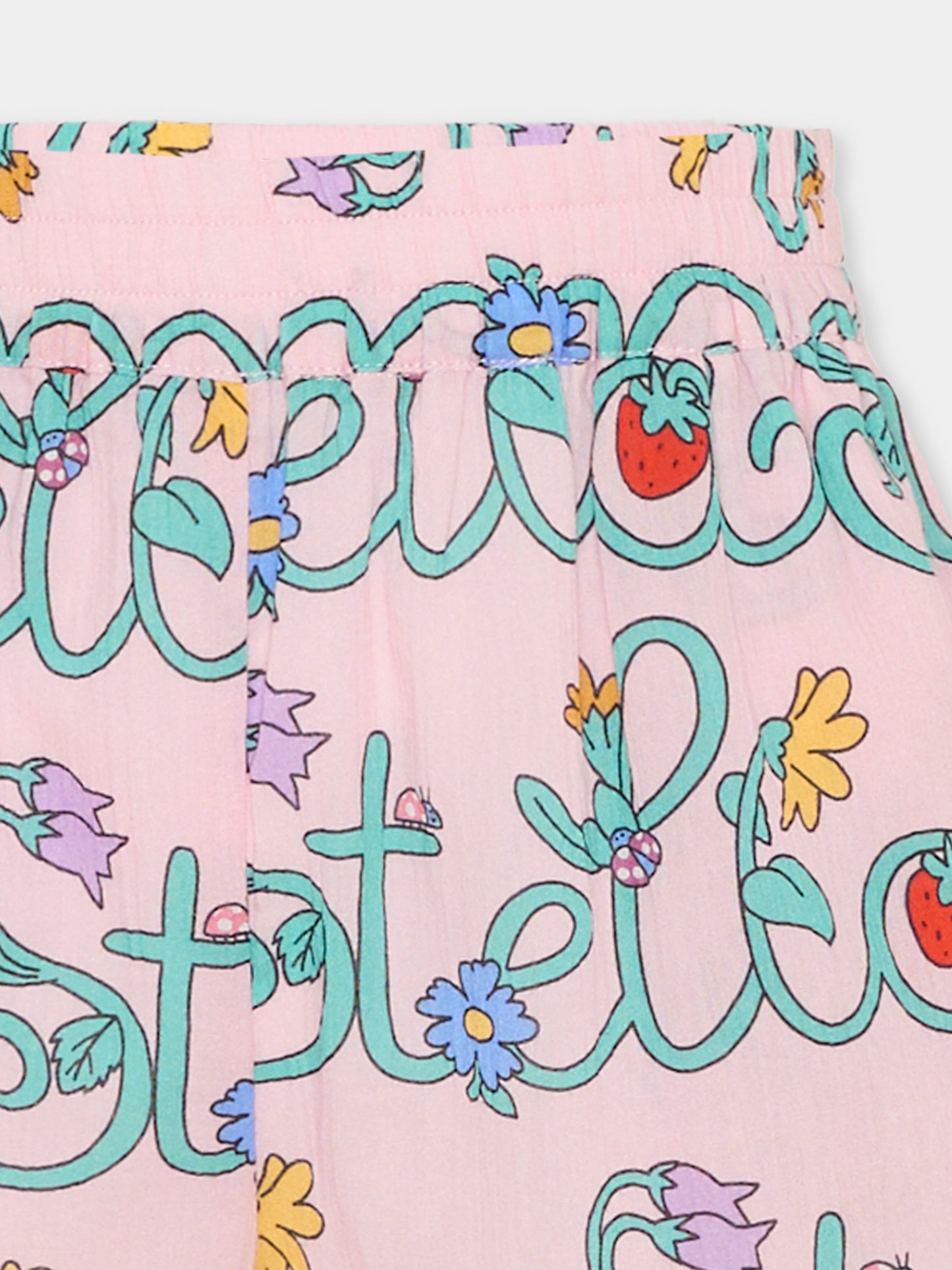 Shorts rosa per bambina con logo e fiori,Stella Mccartney Kids,TY6A89-Z3434 51RMC