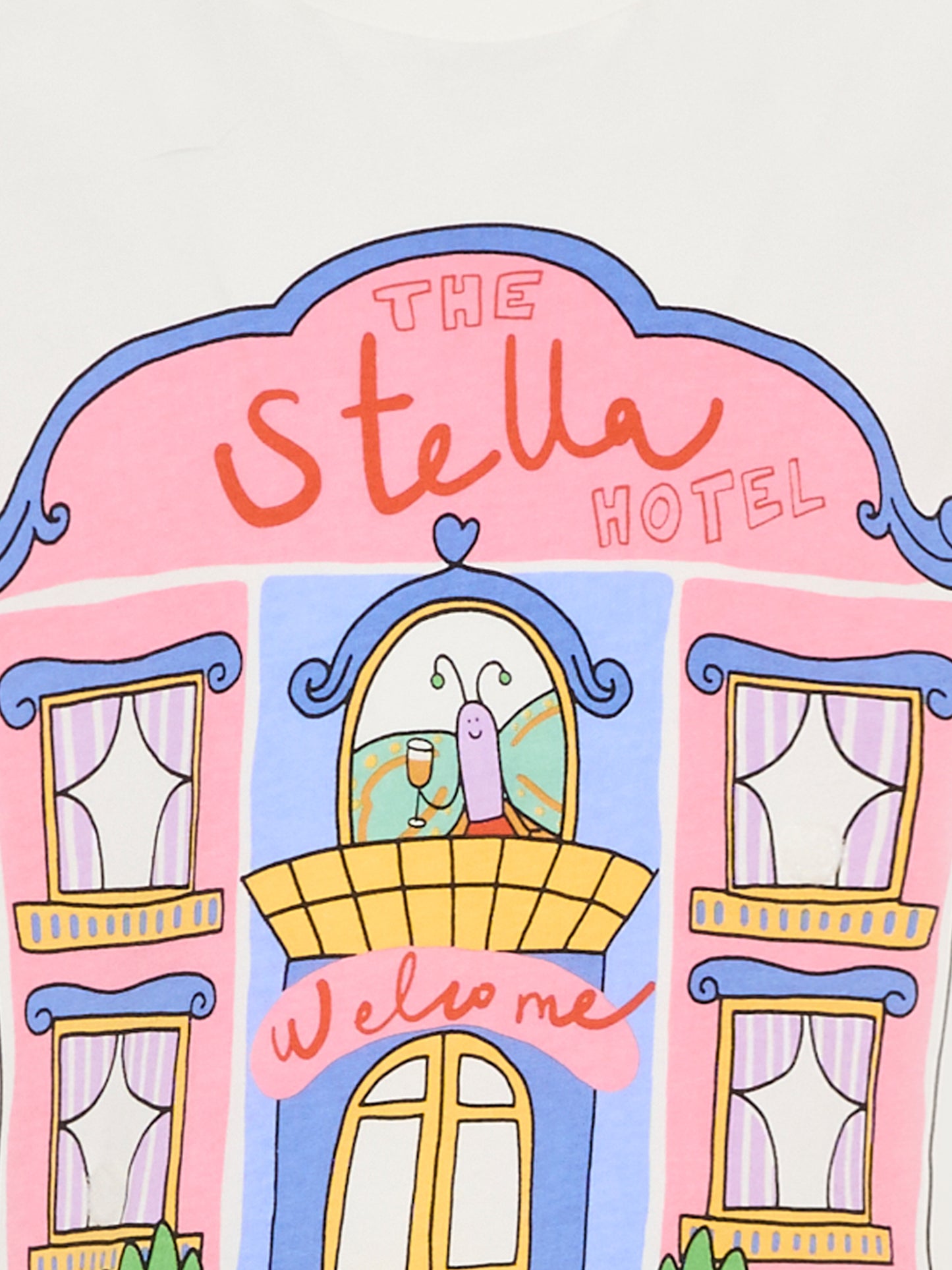 T-shirt avorio per bambina con stampa Stella hotel,Stella Mccartney Kids,TY8A11-Z0434 101