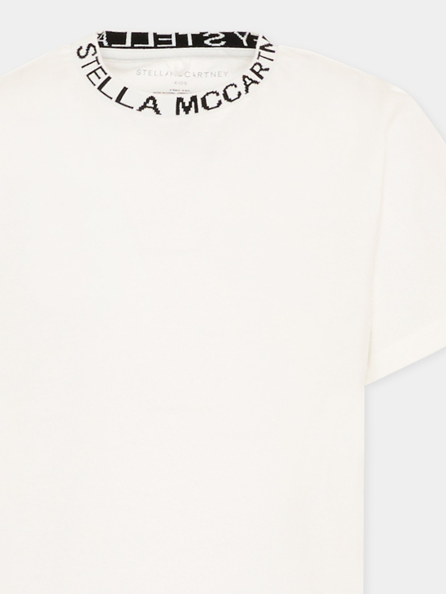 T-Shirt avorio per bambina con logo,Stella Mccartney Kids,TV8P71-Z0434 101