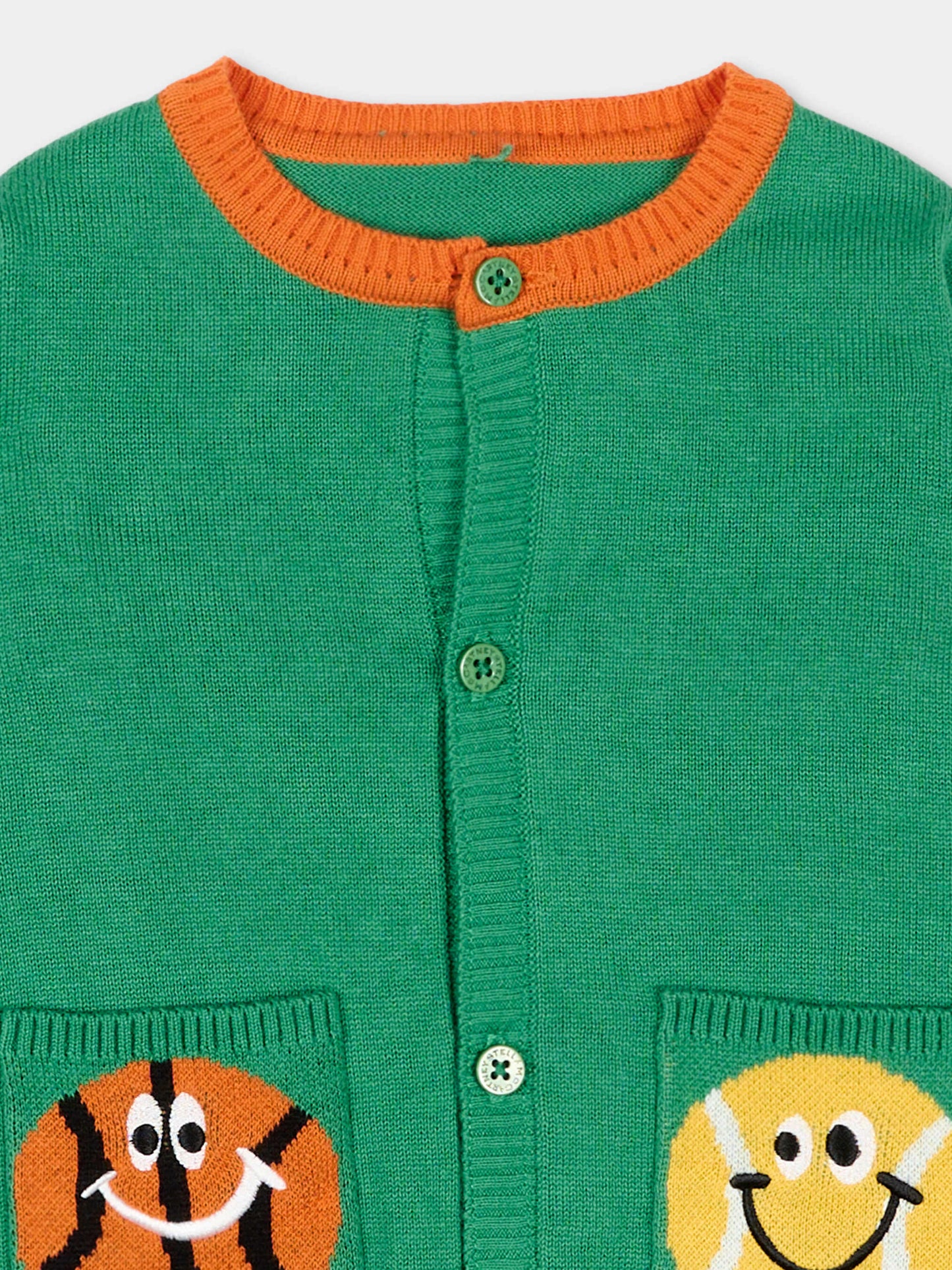 Cardigan verde per neonato con palla da basket,Stella Mccartney Kids,TY9500-Z2922 769