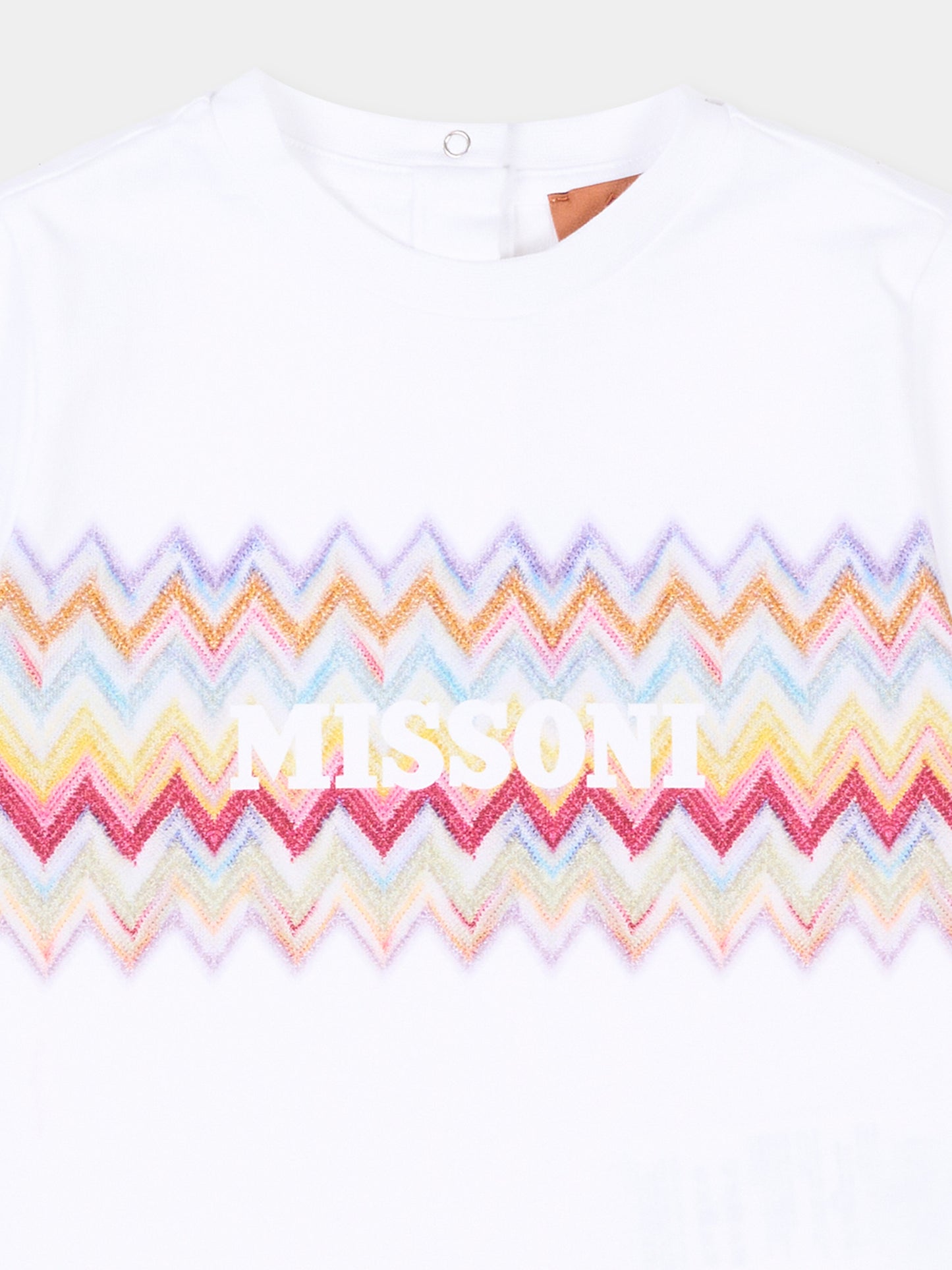 T-Shirt bianca per neonata con stampa,Missoni,MY8031-Z3672 100MC