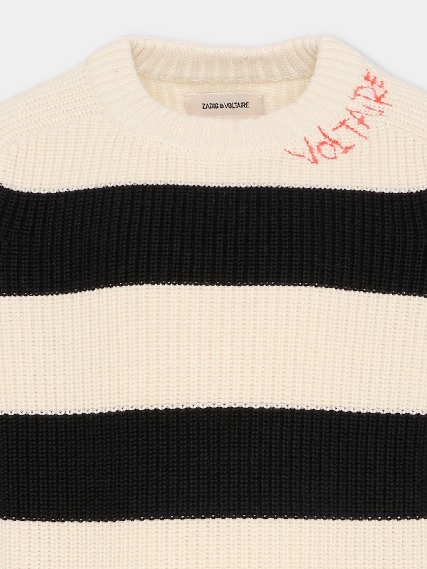 Maglione avorio per bambino con logo ricamato,Zadig & Voltaire Kids,X60597 N70