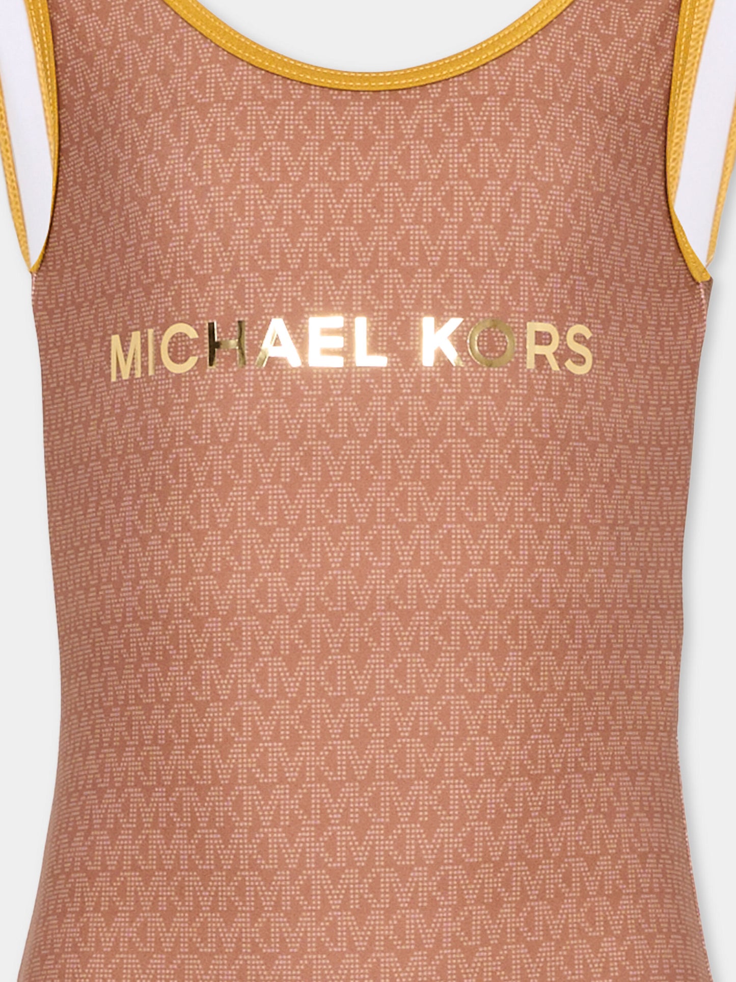 Costume intero marrone per bambina con logo,Michael Kors,R30560 348