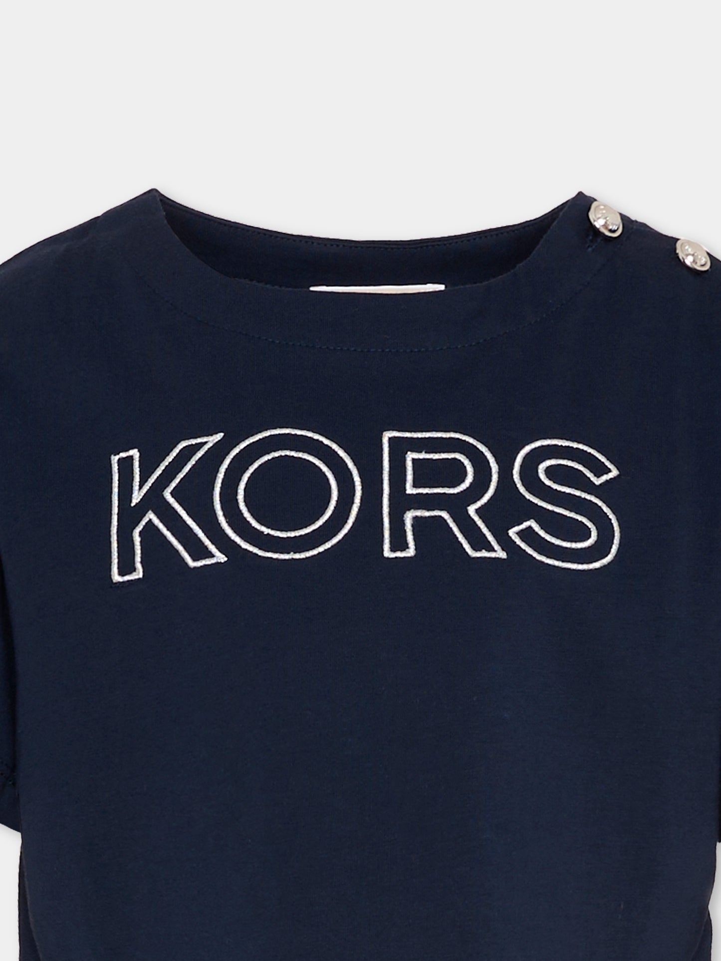 T-shirt blu per bambina con logo,Michael Kors,R30605 849