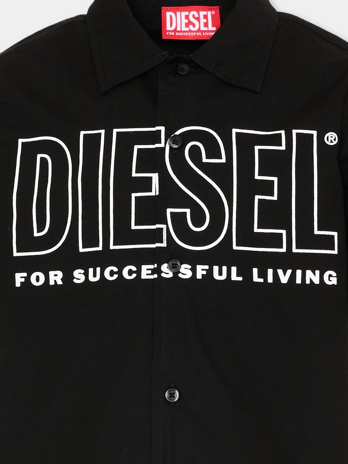 Camicia nera per bambino con logo,Diesel,J02743 KXBA8 K900