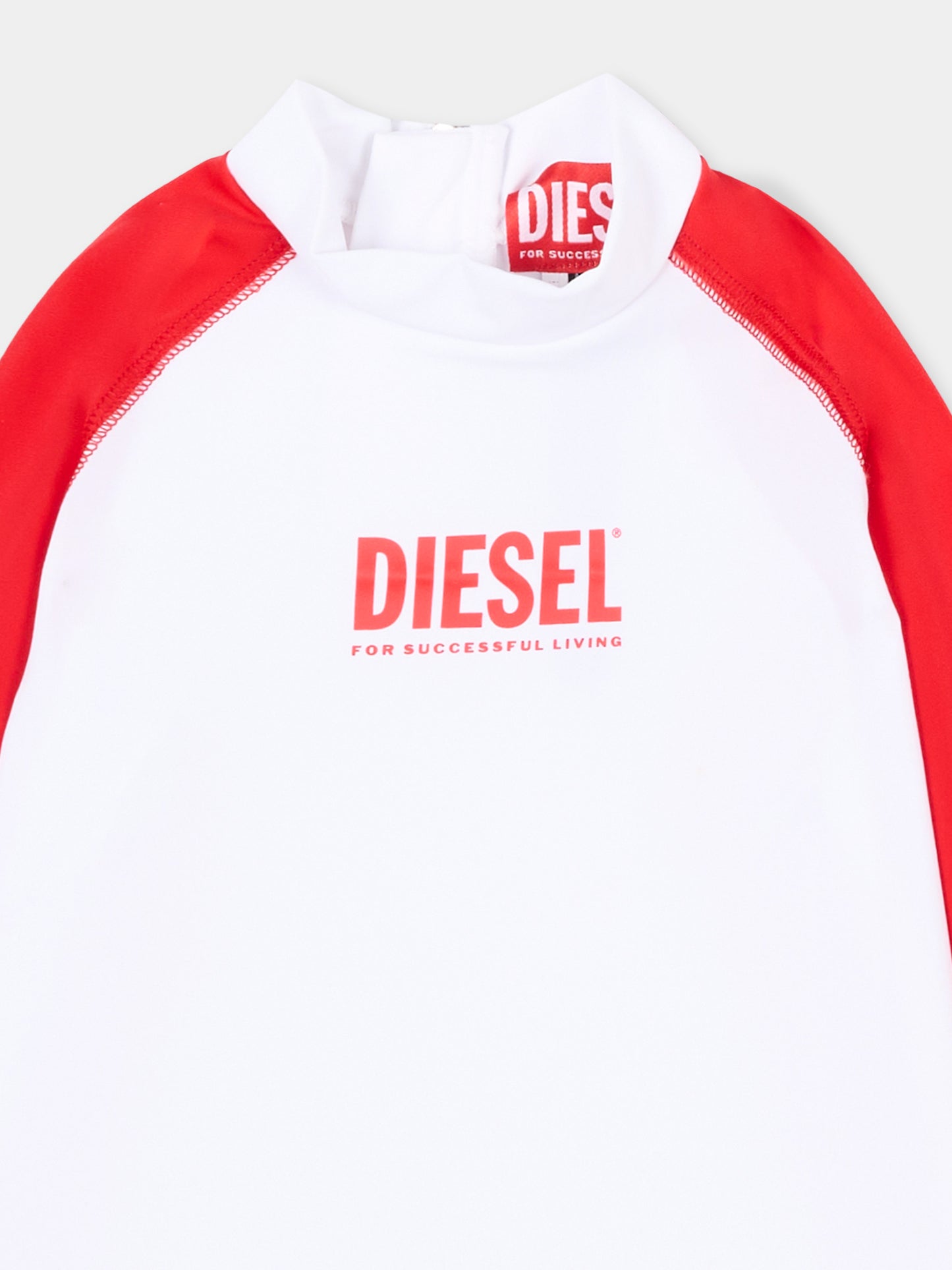 Maglia anti UV bianca per neonati con logo,Diesel,K00789 KYAG8 K405