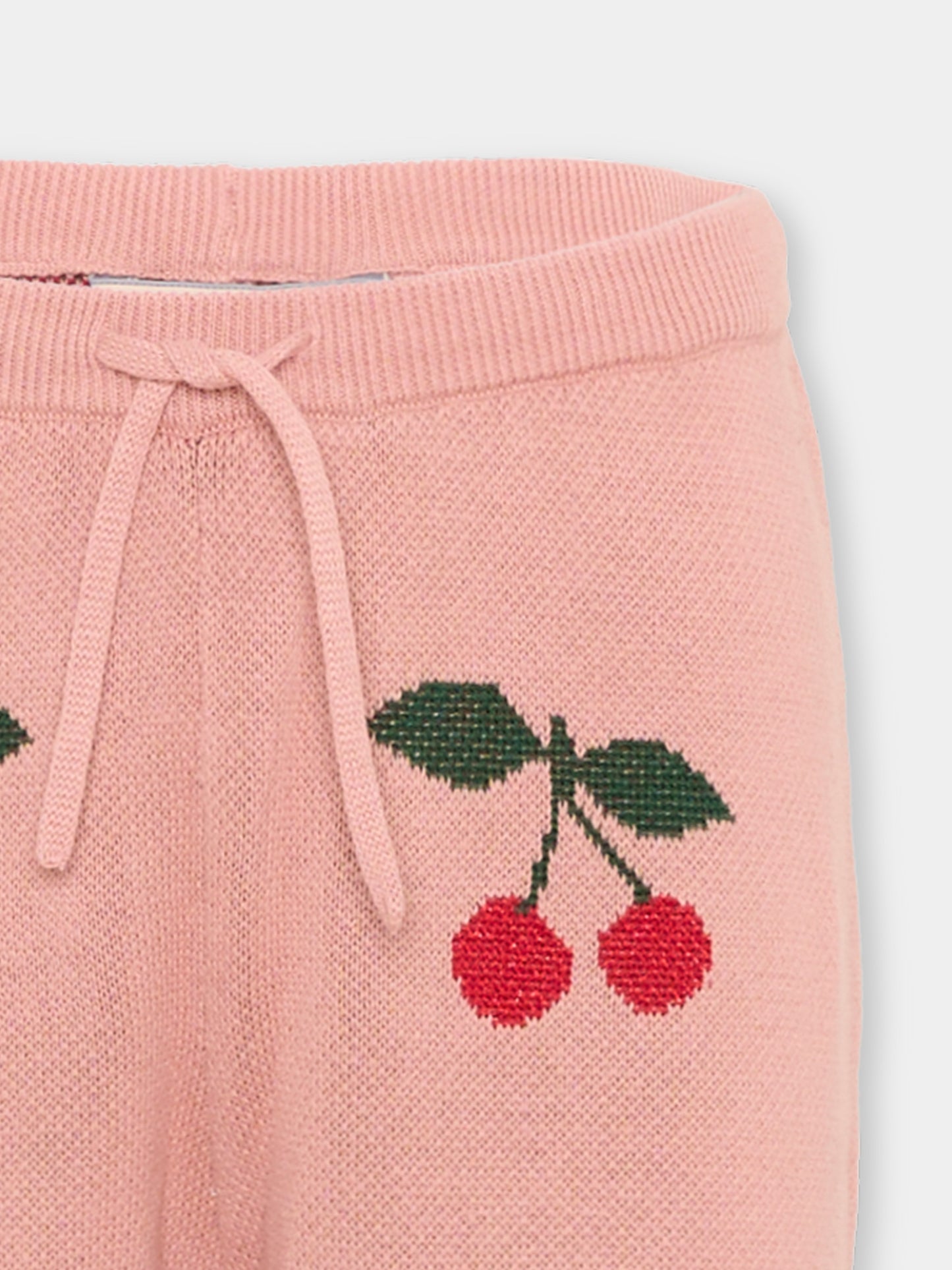 Pantaloni rosa per bambina con ciliegie,Konges Sløjd,KS104930 CHERRY