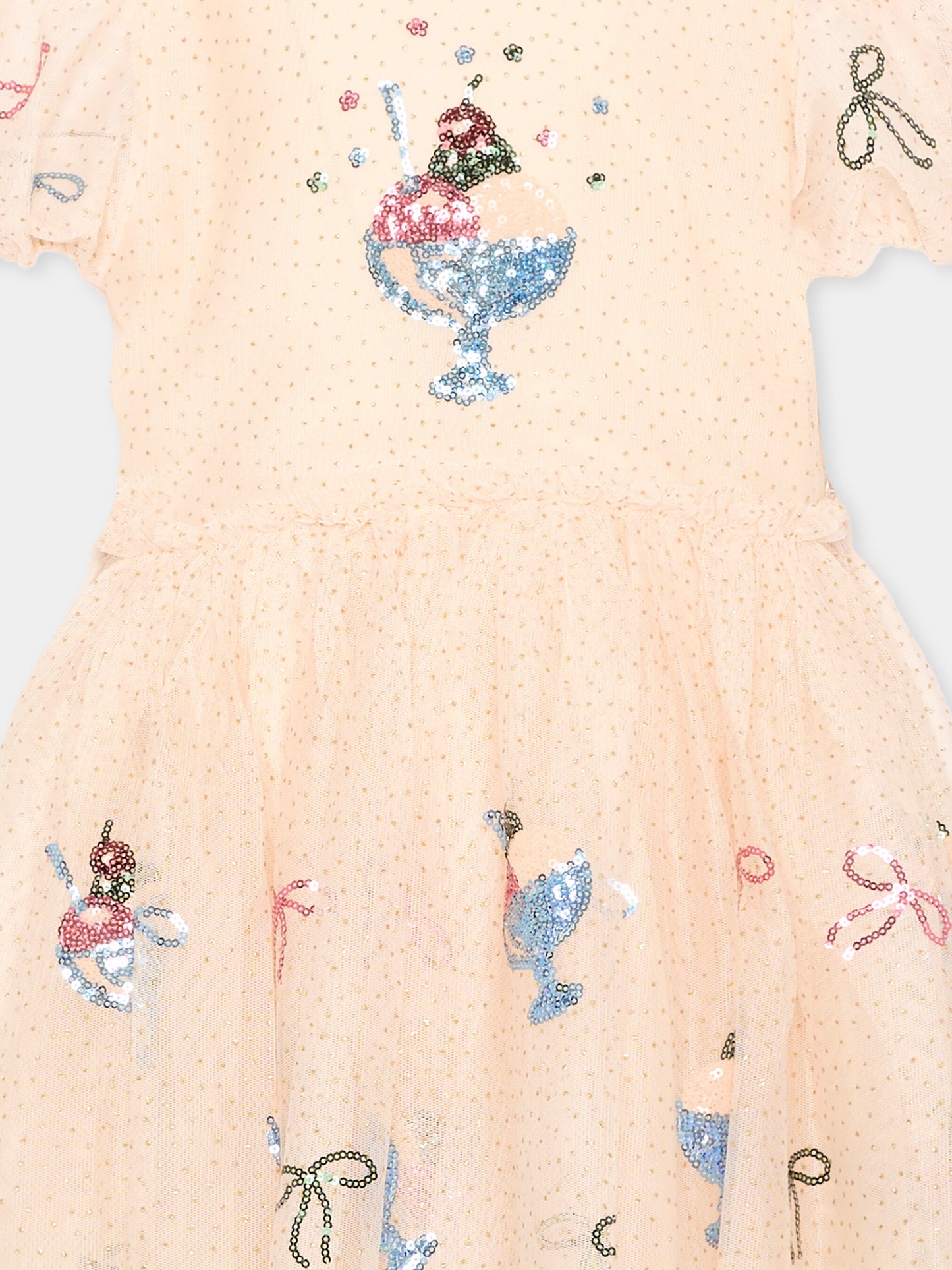 Abito rosa Gelato per bambina con paillettes,Konges Sløjd,KS105138 GELATO