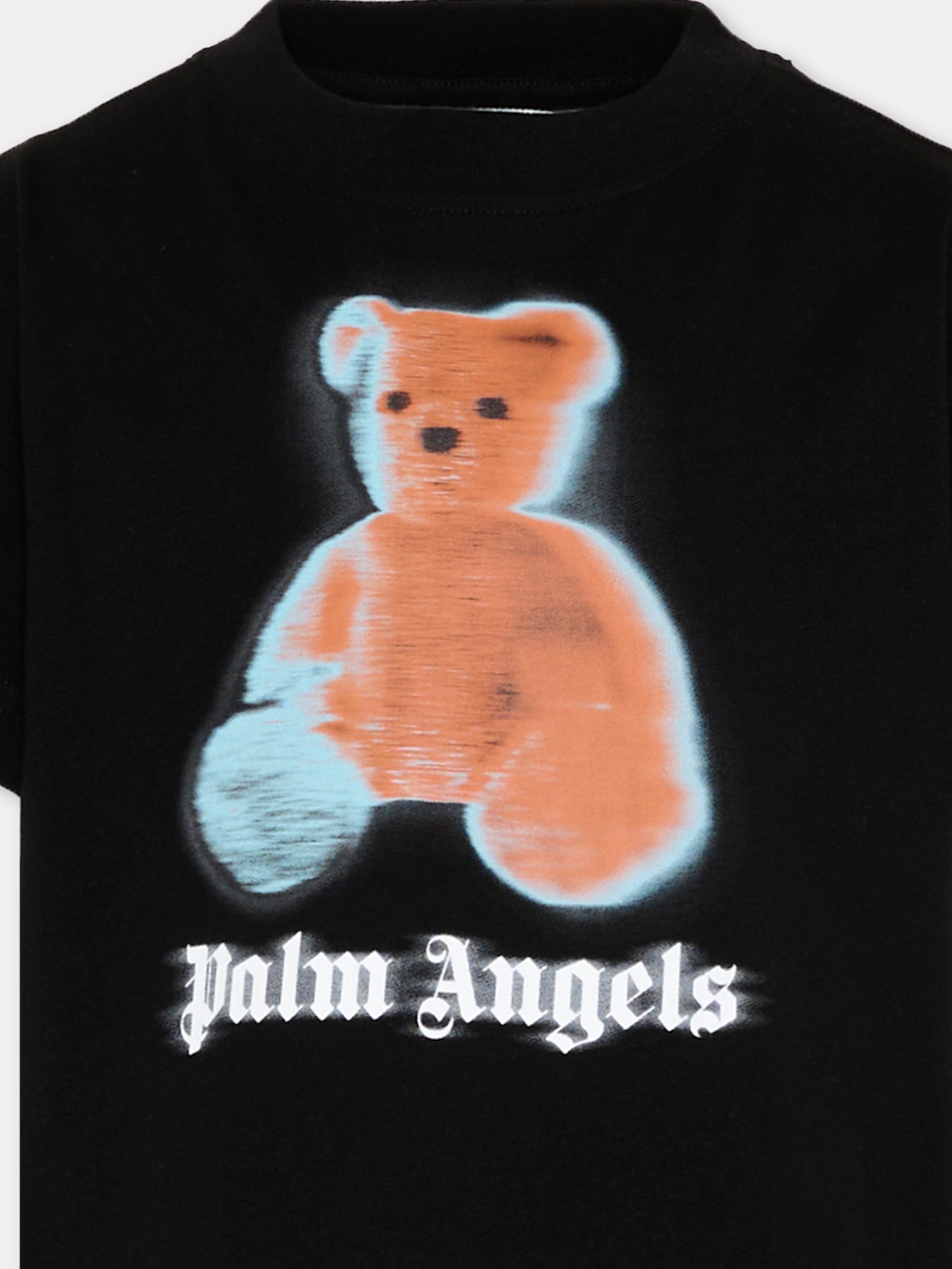 T-Shirt nera per bambino con Teddy Bear,Palm Angels,PBAA003S26JER005 110