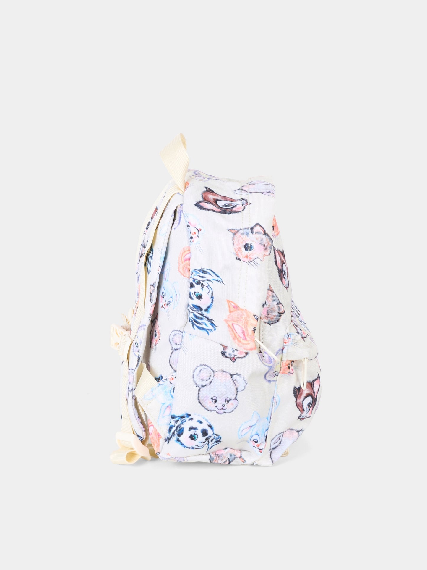 Ivory mini backpack for kids with animal print