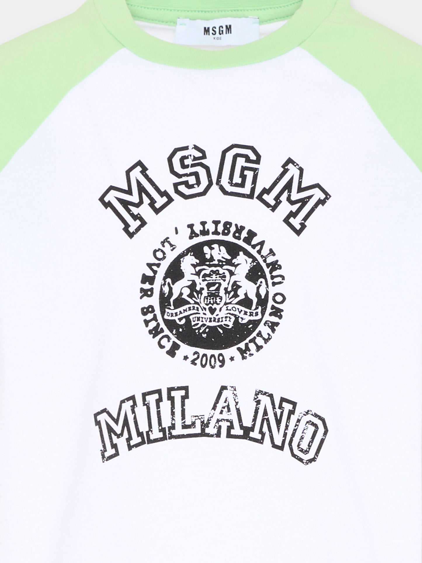 T-Shirt bianca per bambino con logo varsity,Msgm Kids,S6MSJBTH060 001/77