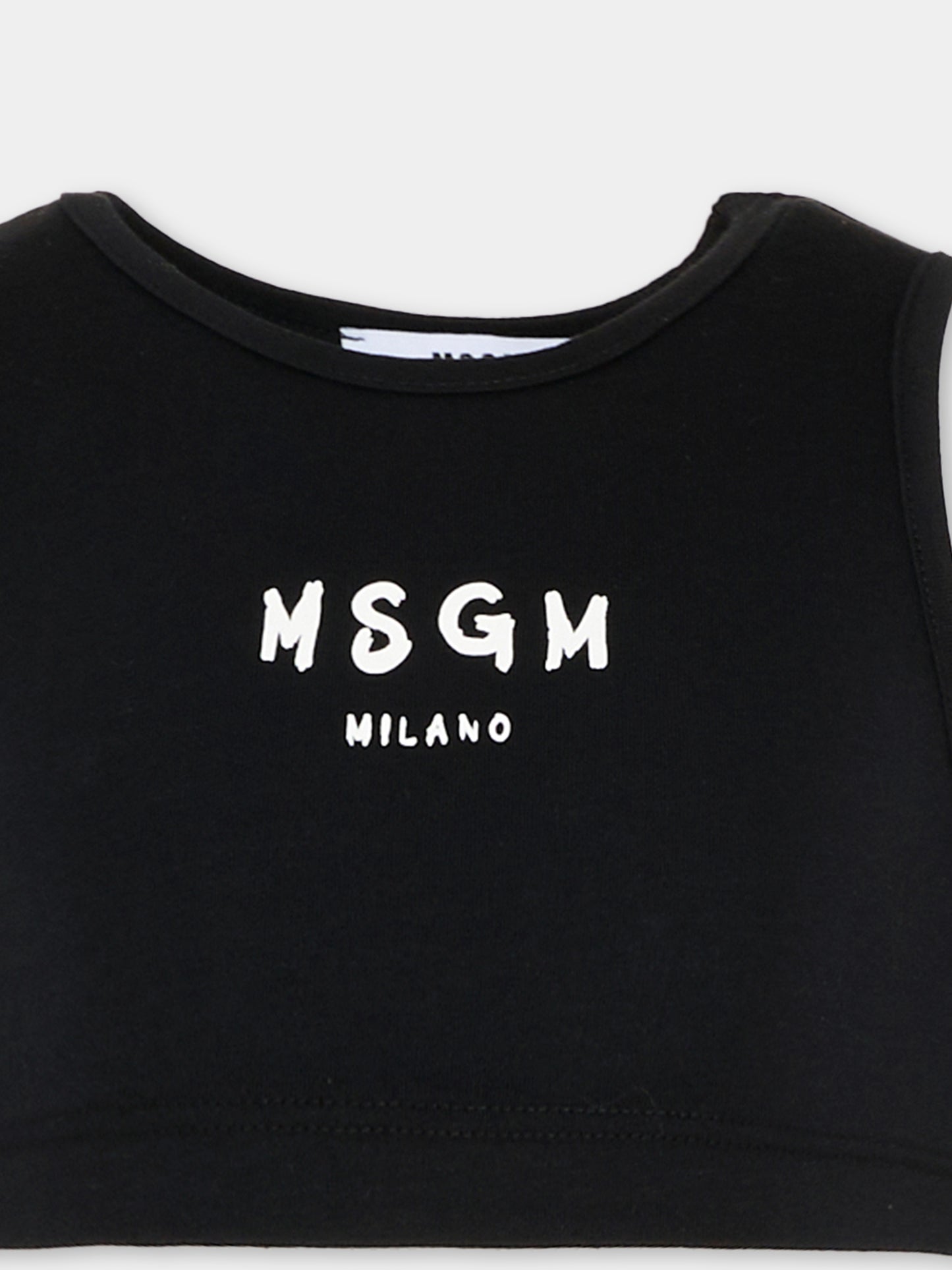 Top nero per bambina con logo,Msgm Kids,S6MSJGTO011 110