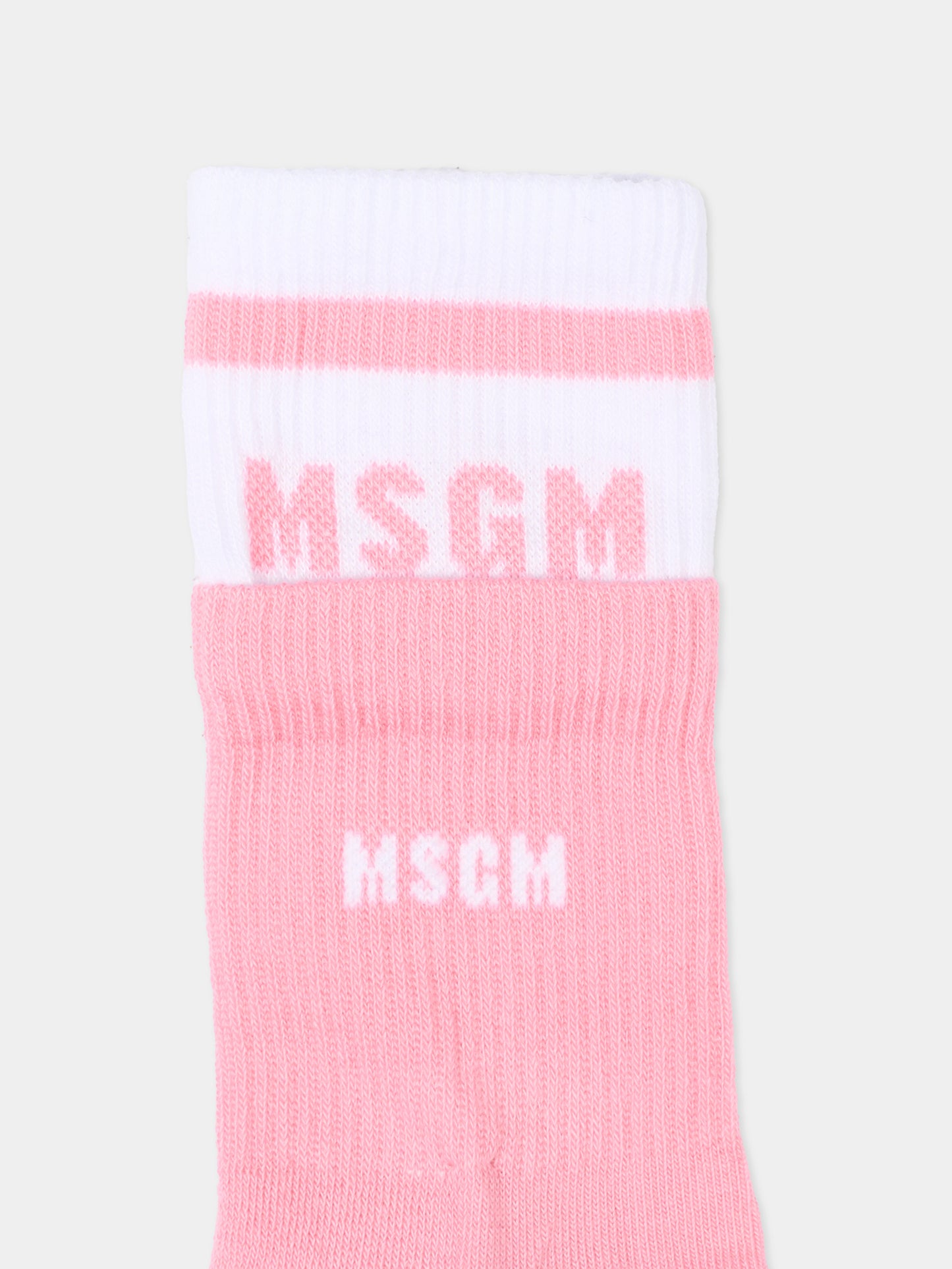 Calzini rosa per bambina con logo,Msgm Kids,S6MSJUSO231 MS082