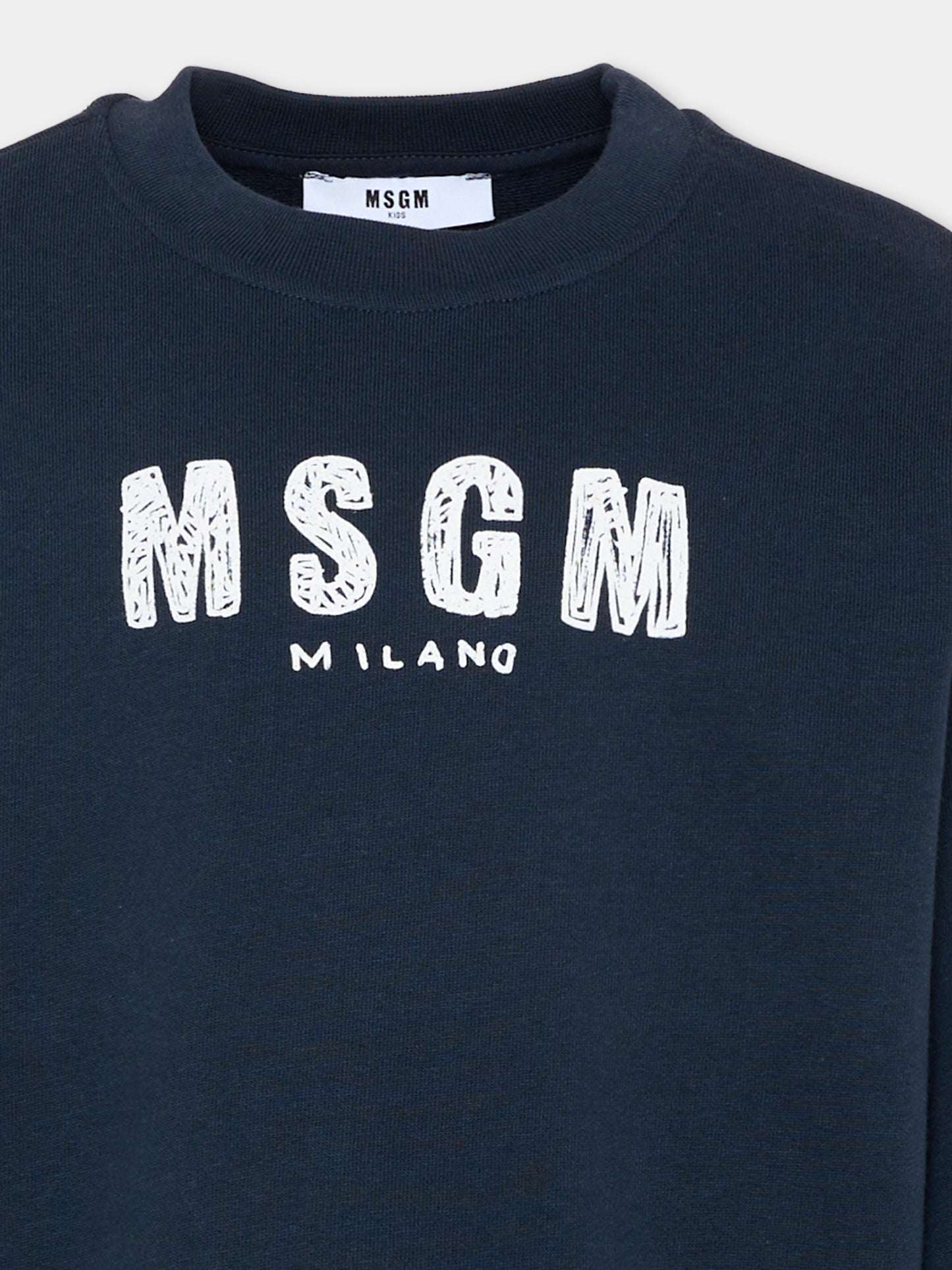 Felpa blu per bambini con logo,Msgm Kids,S6MSJUSW008 MS072