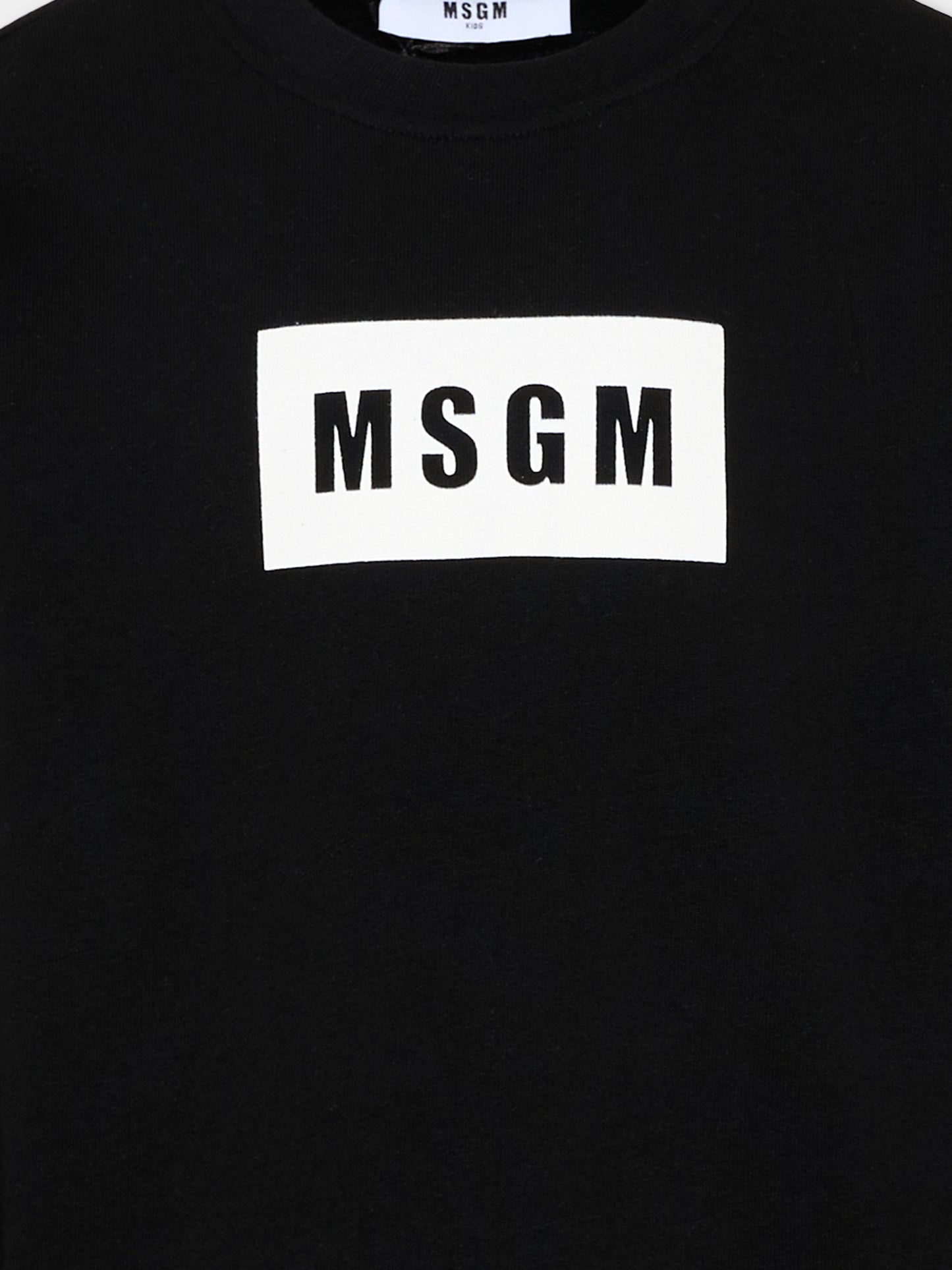 Felpa nera per bambini con logo box,Msgm Kids,S6MSJUSW009 110