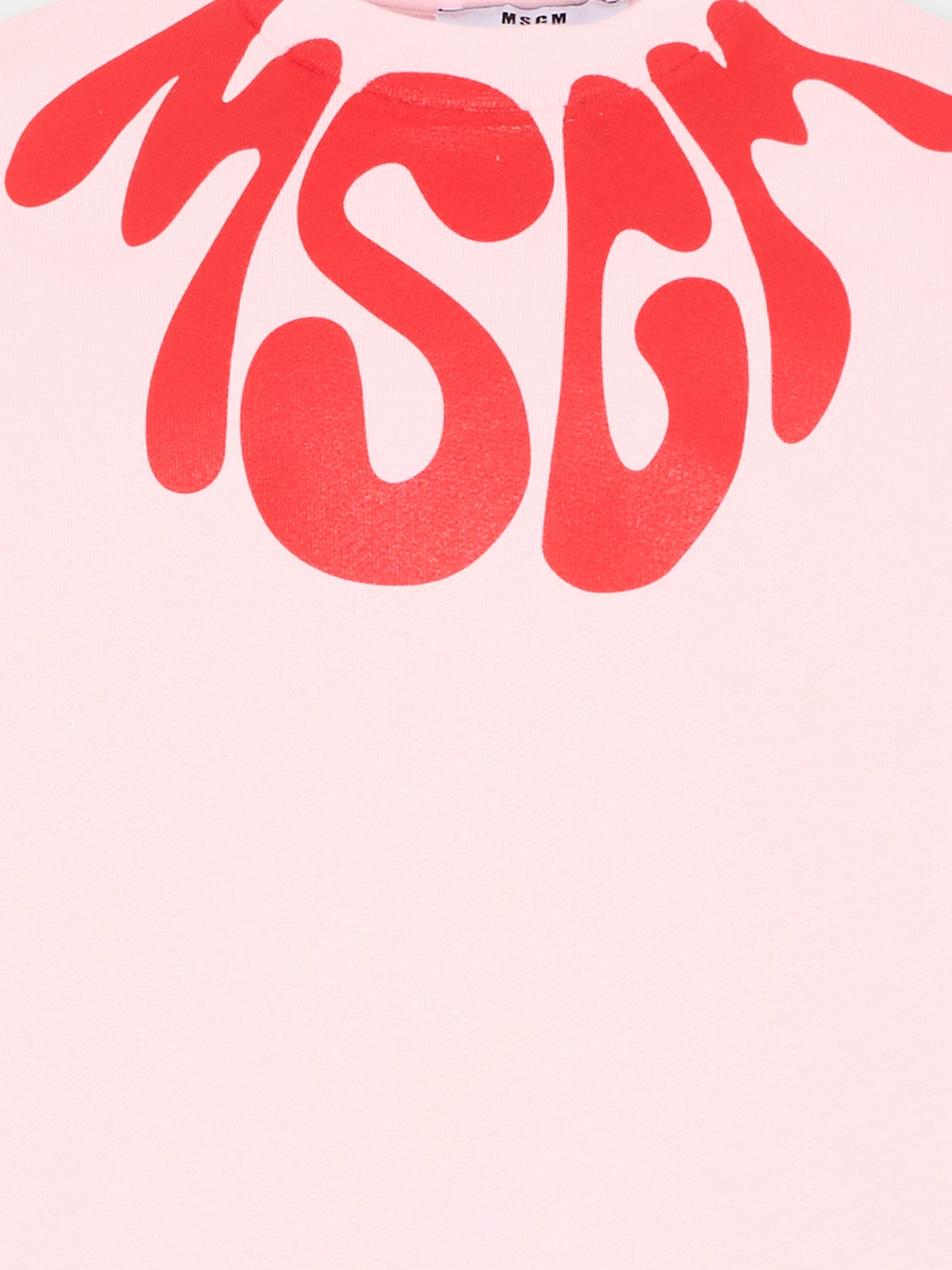 Felpa rosa per bambina con logo,Msgm Kids,S6MSJUSW220 MS076