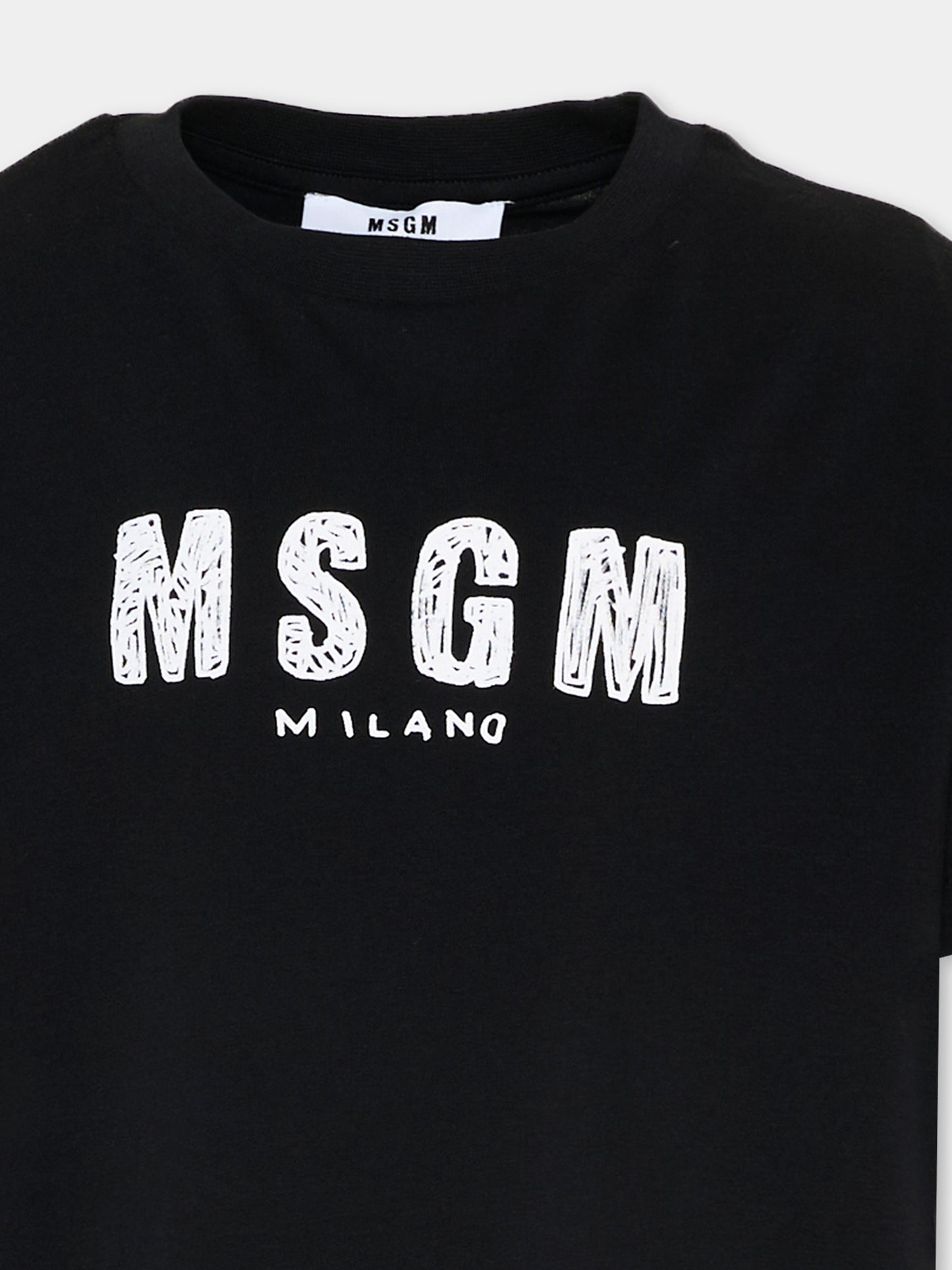 T-Shirt nera per bambini con logo,Msgm Kids,S6MSJUTH004 110