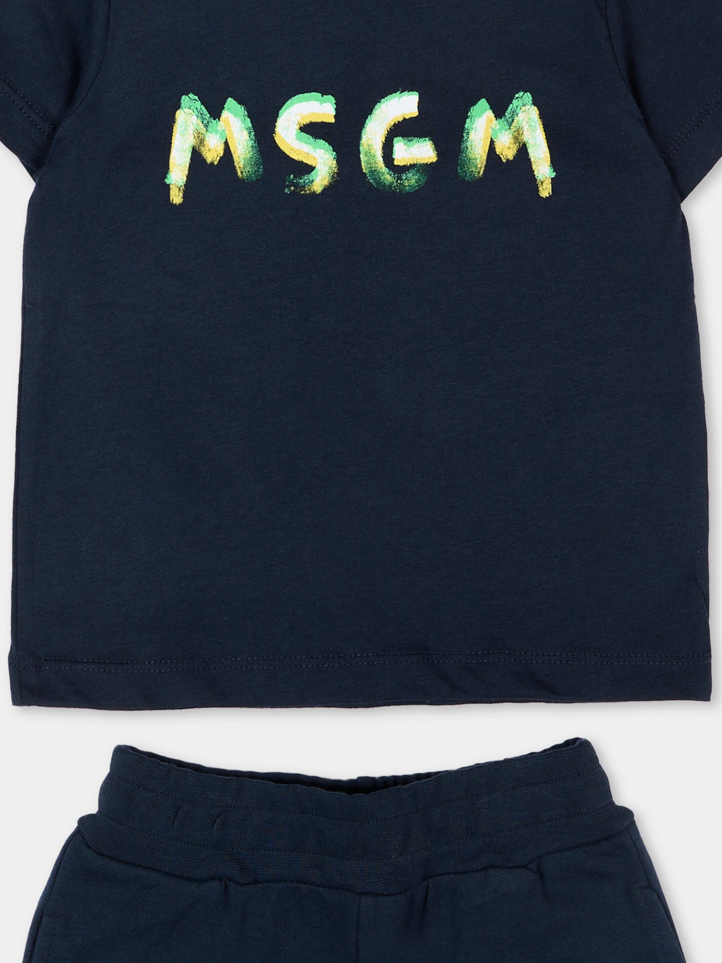 Completo sportivo blu per neonato con logo,Msgm Kids,S6MSUNTR263 MS072