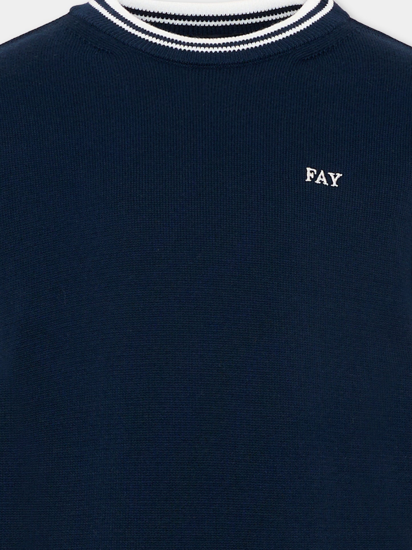 Maglia blu per bambino con logo,Fay Kids,FY9P21 Z3668 618