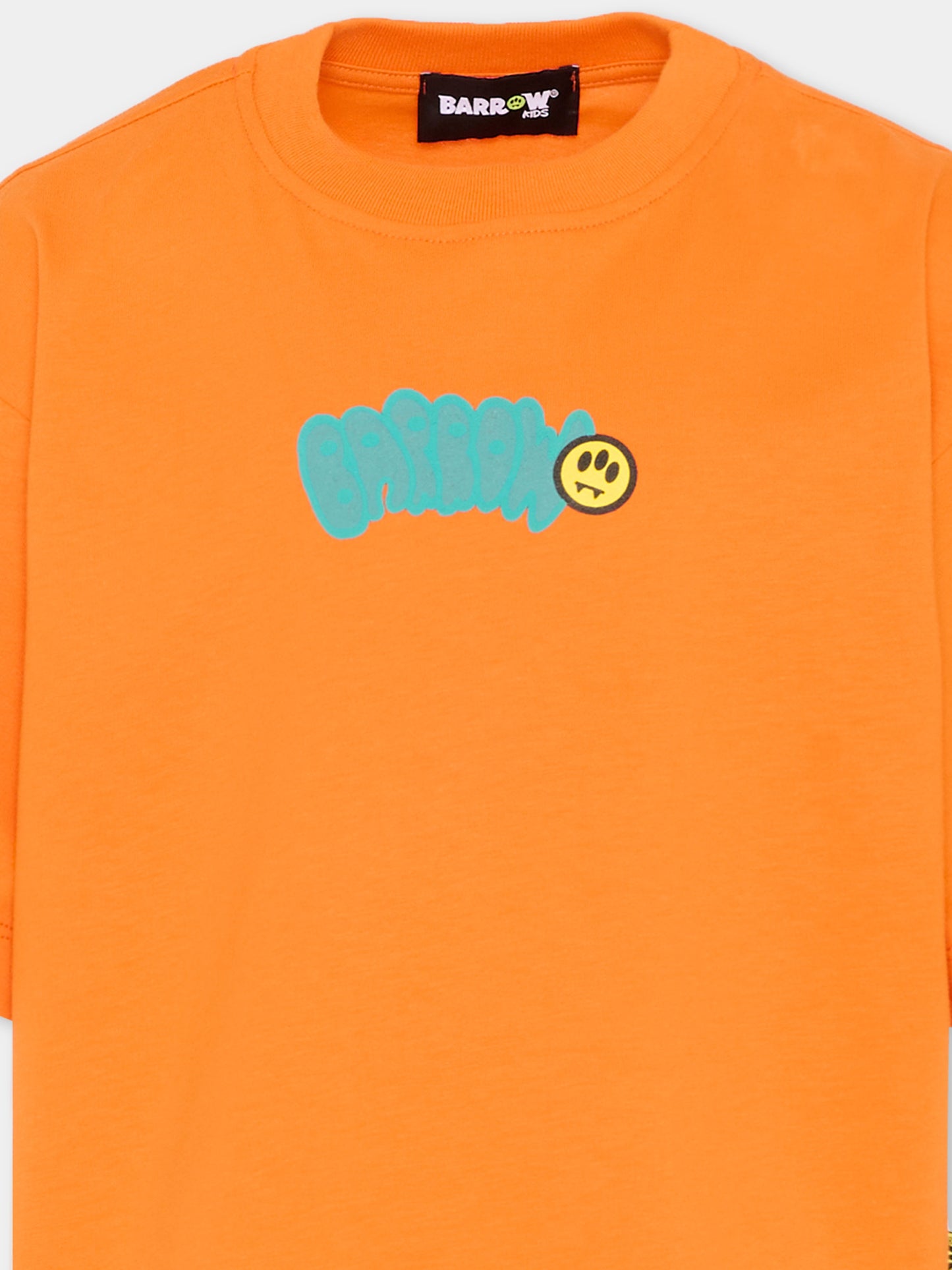 T-Shirt arancione per bambini con logo,Barrow,S6BKJUTH007 BW315