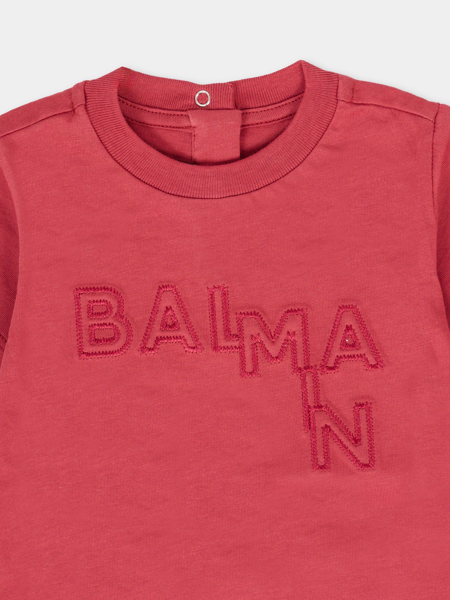 T-shirt rossa per neonato con logo,Balmain Kids,BT8591 Z0082 427