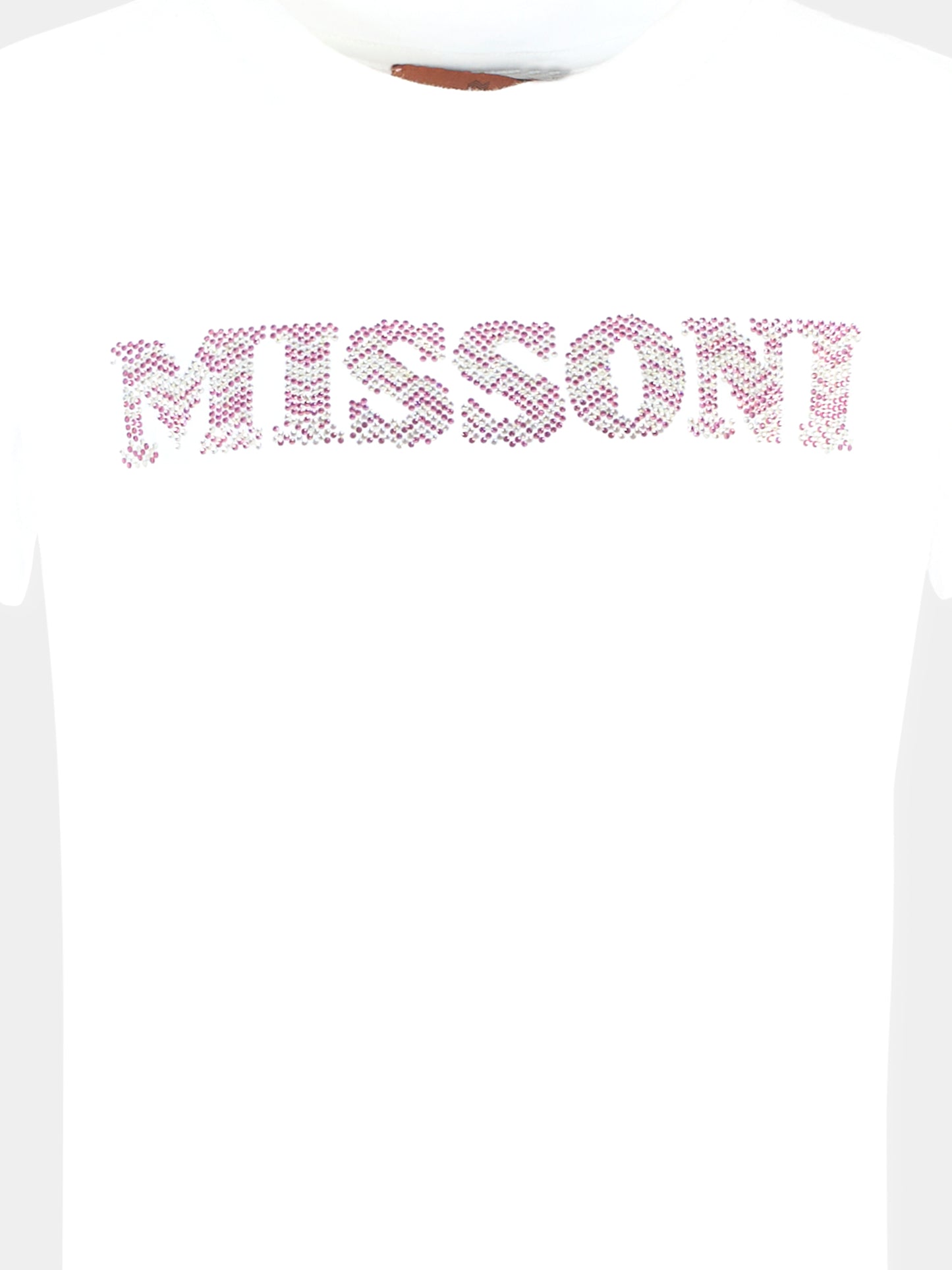 T-shirt bianca per bambina con logo di strass,Missoni,MT8A91 J0177 100FU