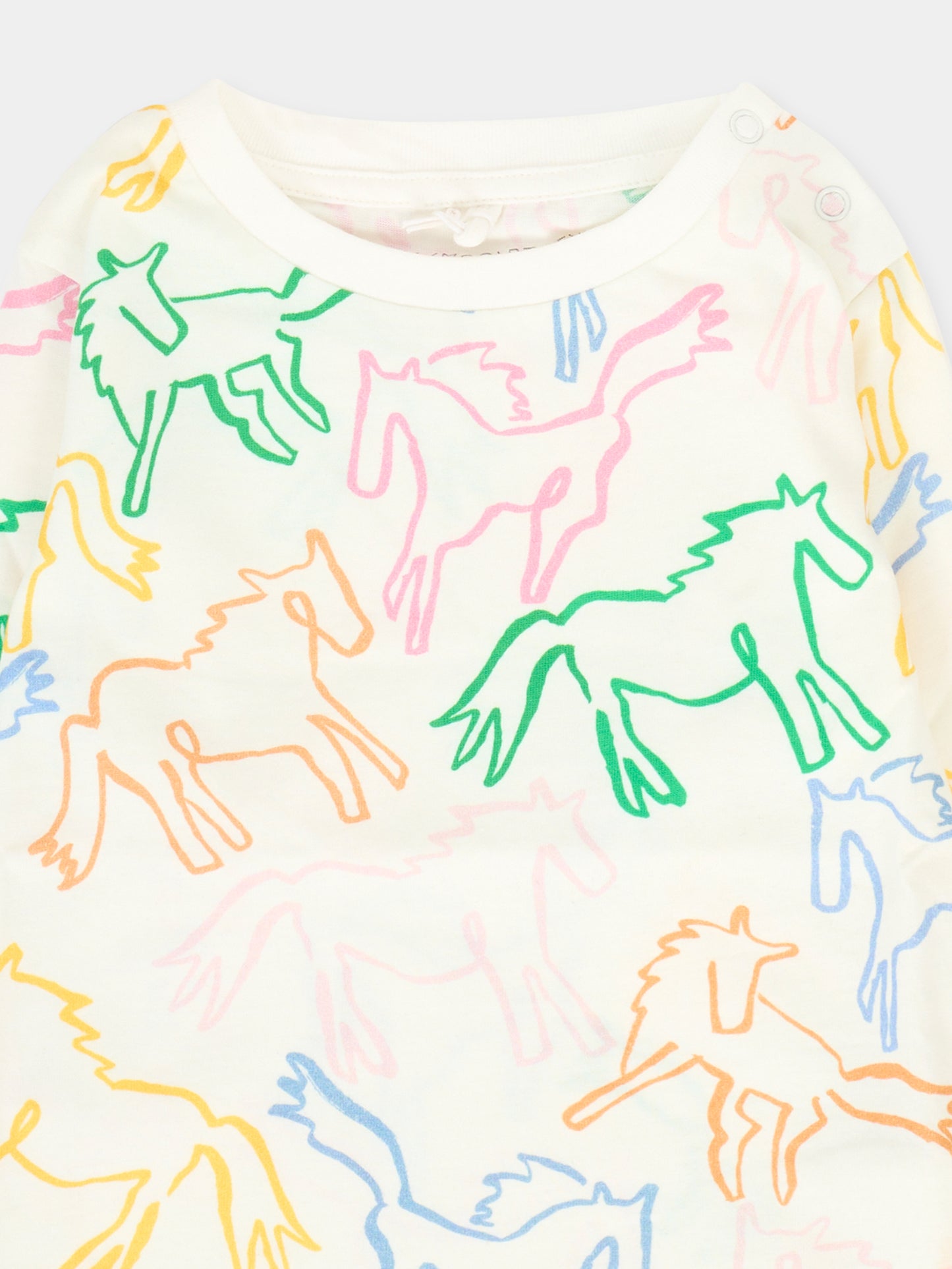 T-shirt bianca per neonata con cavalli,Stella Mccartney Kids,TV8120 Z2408 101MC