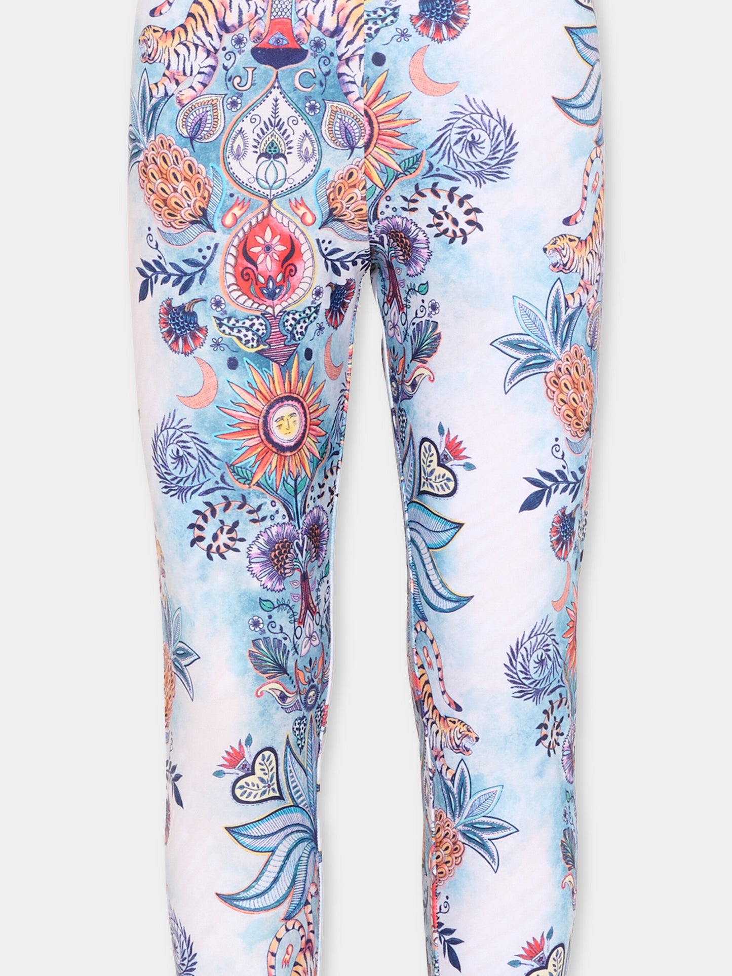 Leggings multicolor per bambina con stampa Tropical Garden,Just Cavalli Kids,JGP26237LE TROPICAL GARDEN