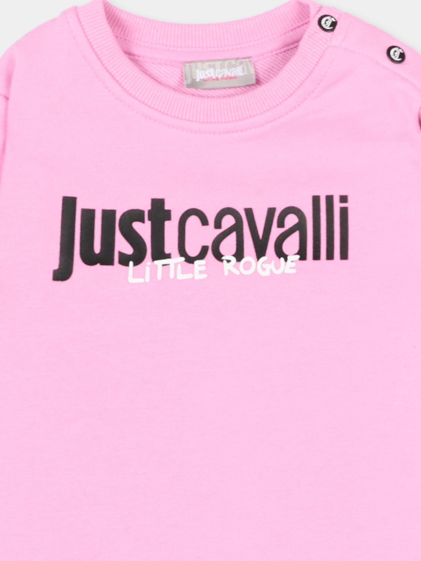 Felpa rosa per neonata con logo,Just Cavalli Kids,JIP26028FE PINK BEGONIA