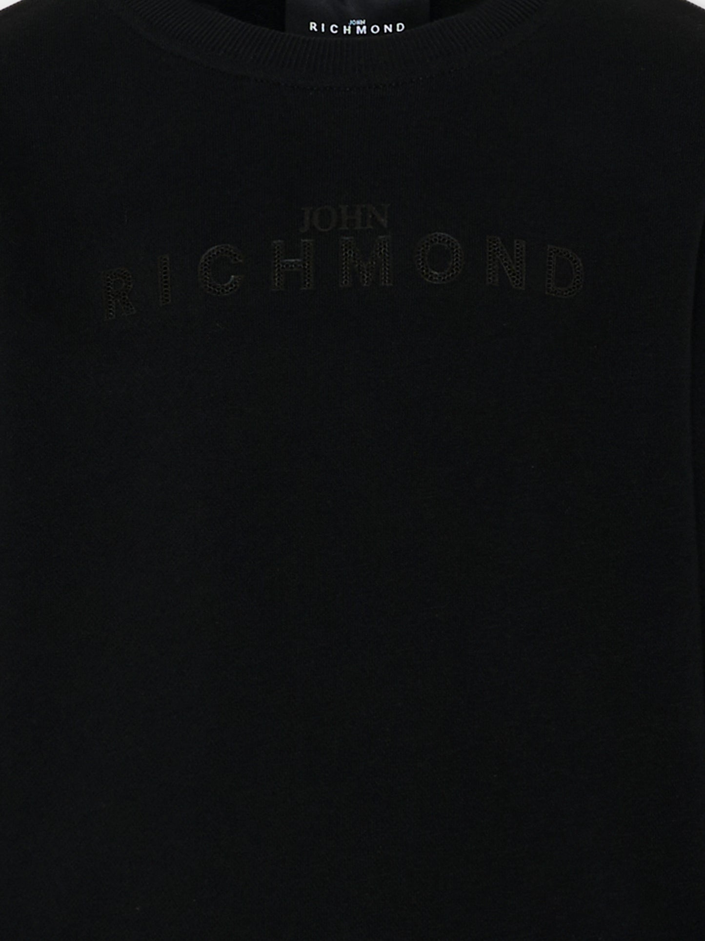 Felpa nera per bambini con logo,Richmond,RBP26013FE BLACK