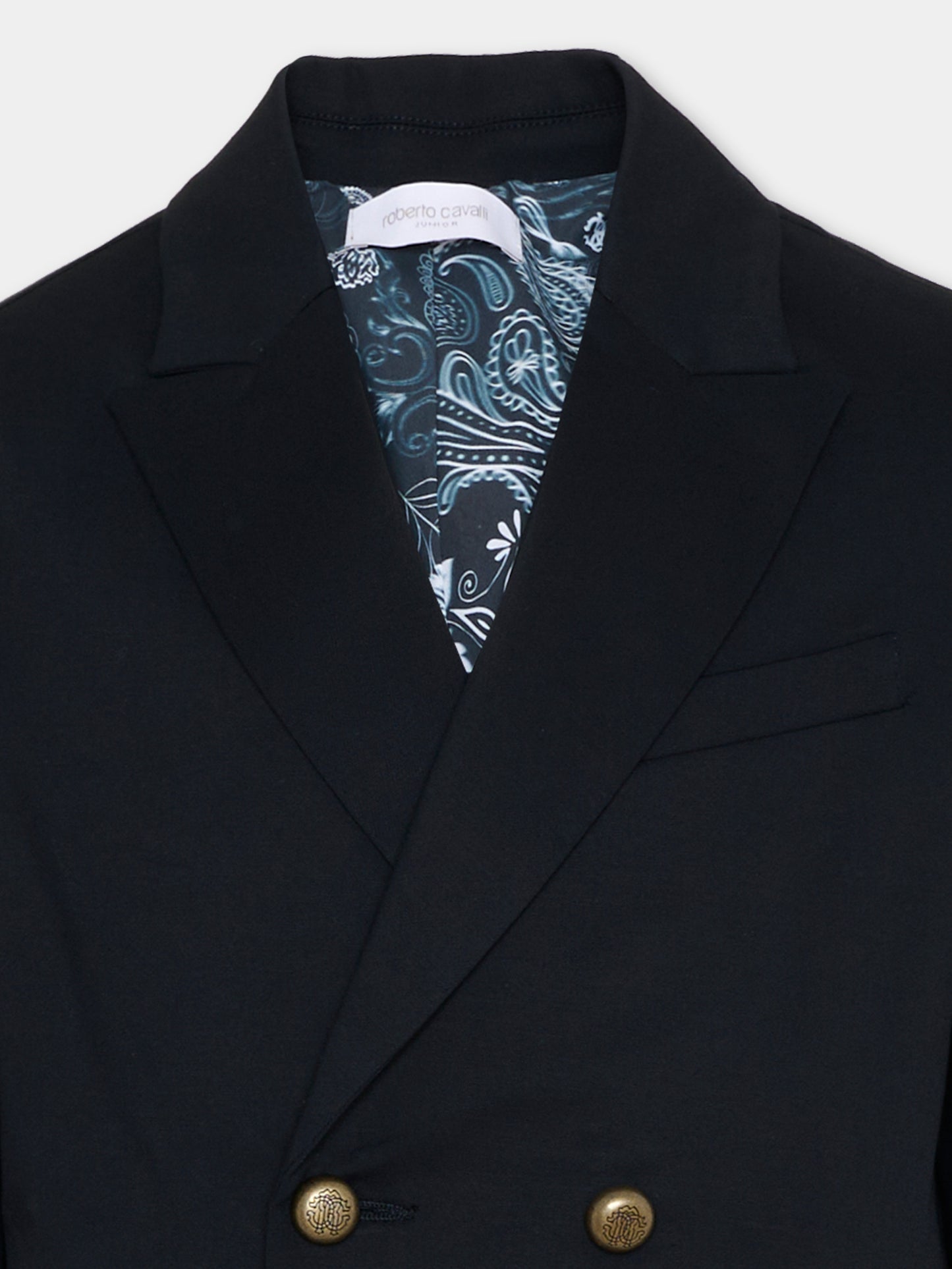 Giacca blu doppiopetto per bambino,Roberto Cavalli Kids,CBP26100GC BLUE PEACOAT