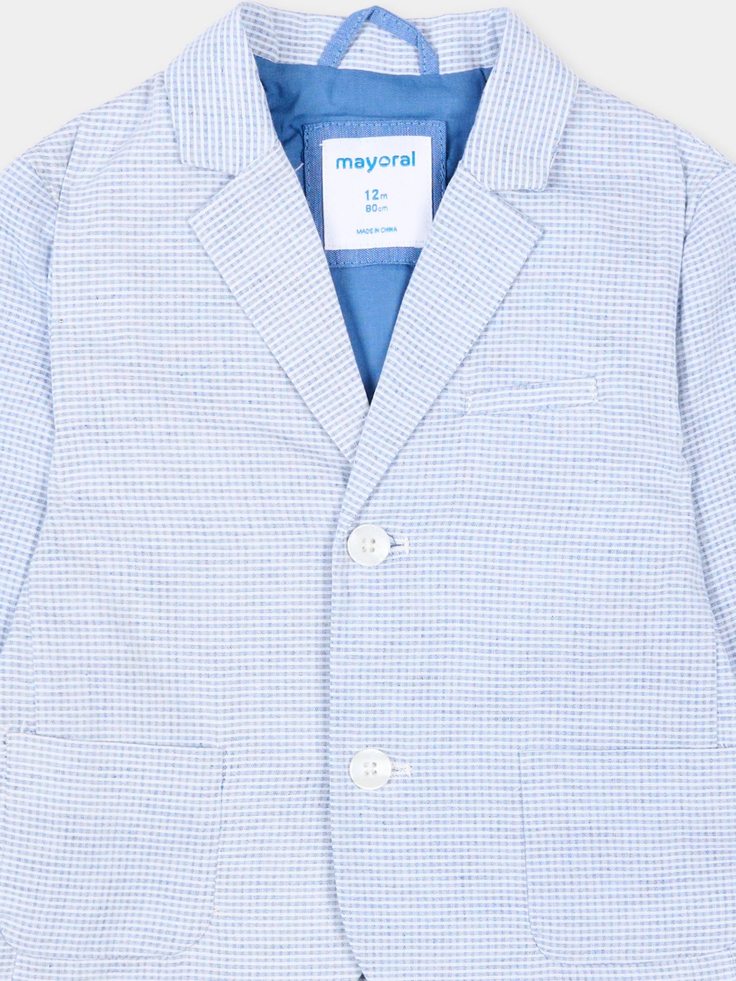 Giacca azzurra per neonato a micro quadri,Mayoral,1404 026