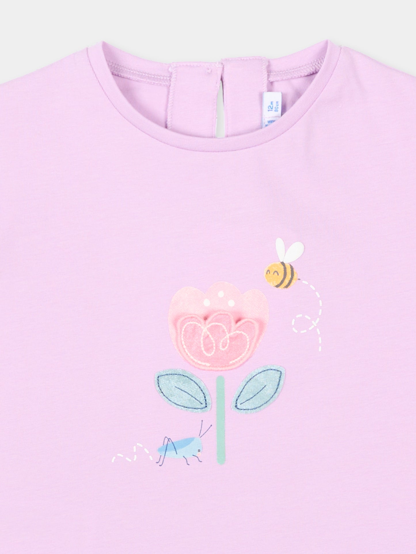T-Shirt lilla per neonata con stampa fiore,Mayoral,1087 026