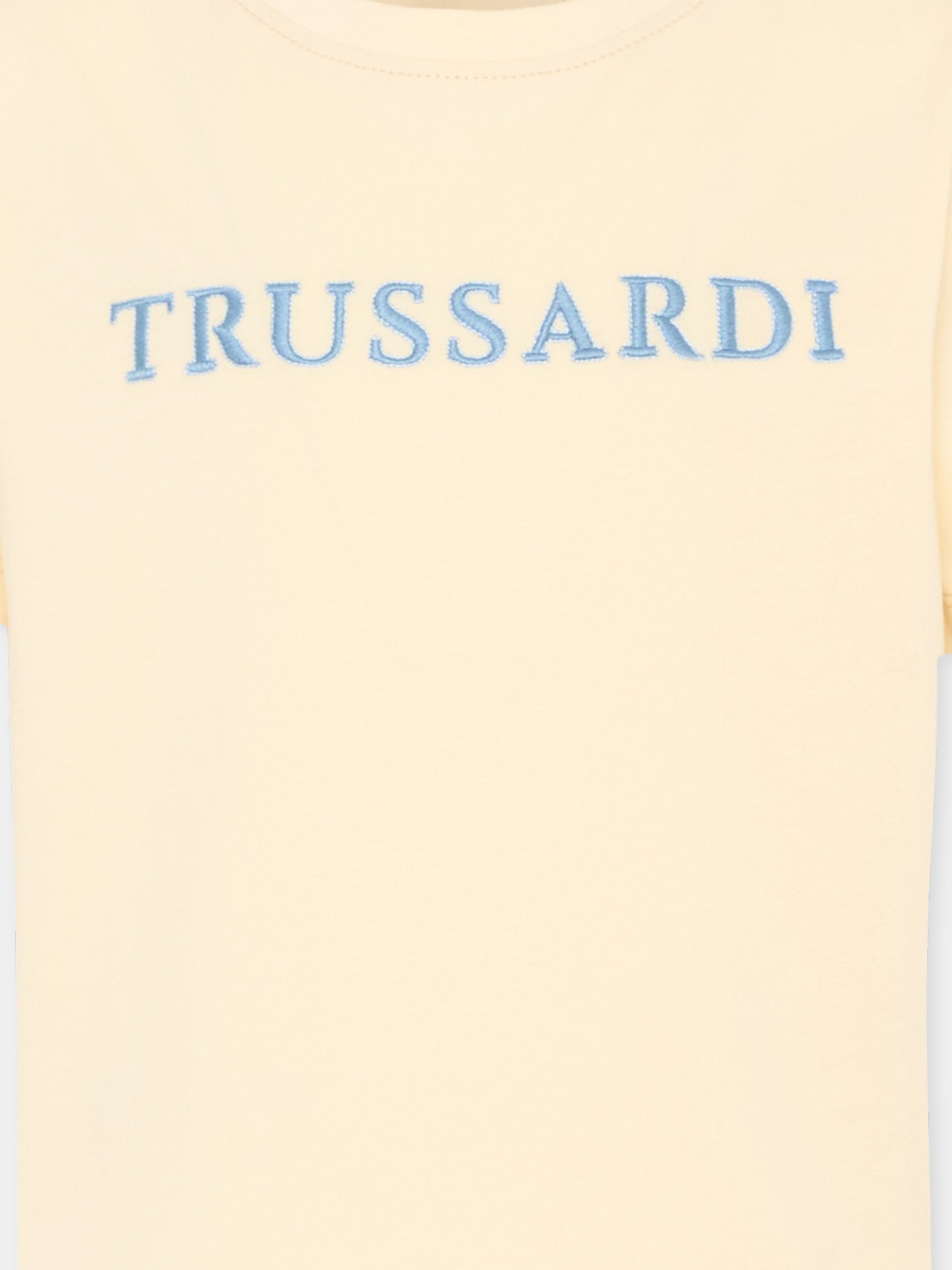 T-shirt avorio per bambino con logo,Trussardi Junior,TBP26038TS BEIGE NEW ECRU