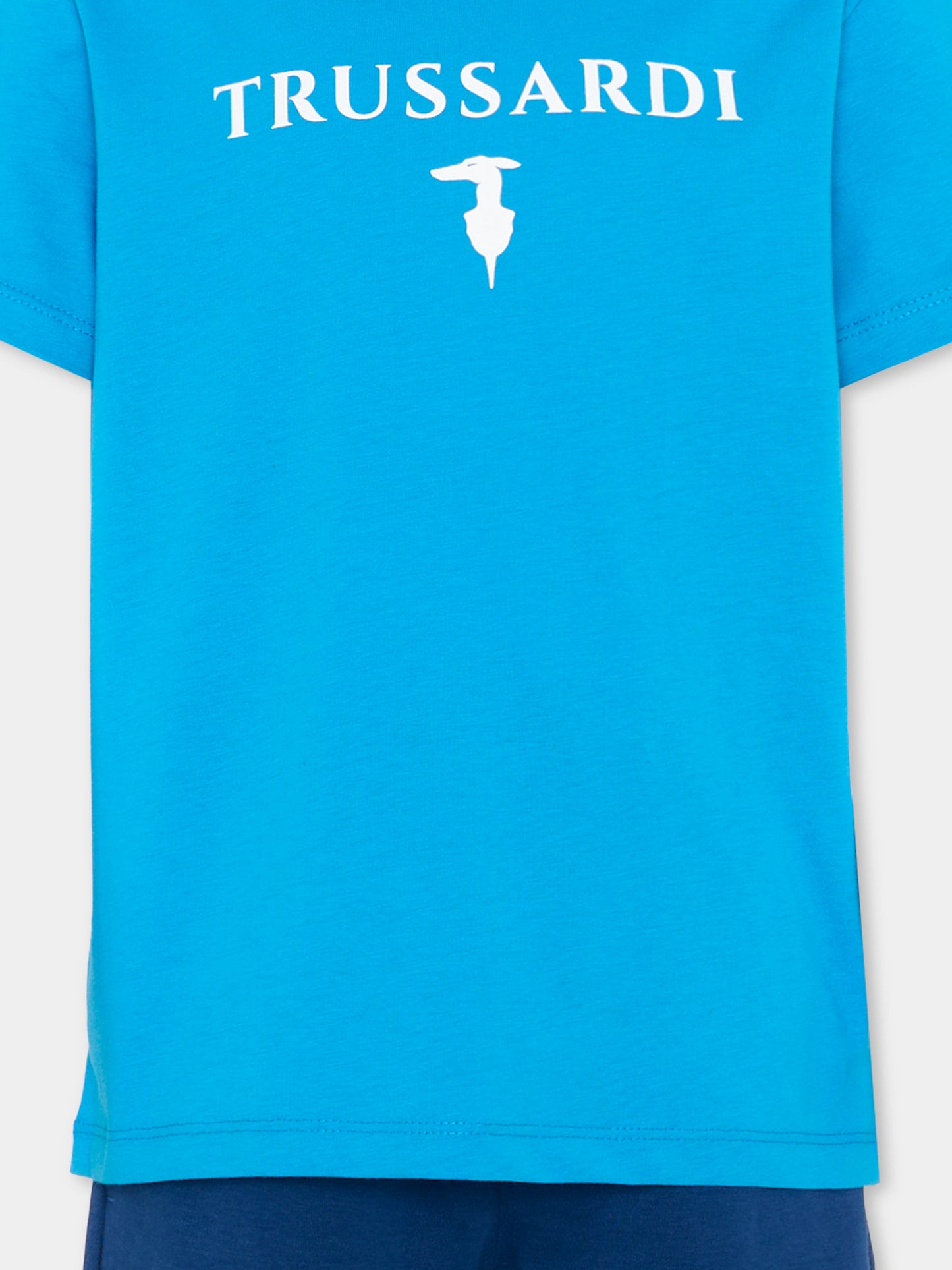 Completo sportivo blu per bambino con logo,Trussardi Junior,TBP26010CJ BLUE BRILLANT