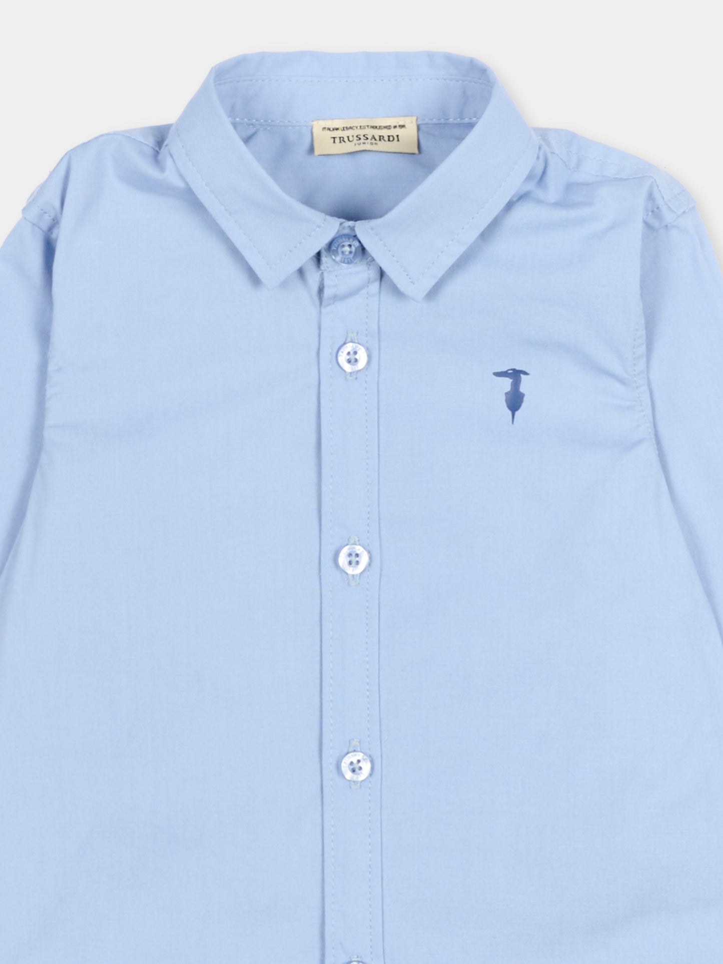 Camicia celeste per neonato con logo,Trussardi Junior,TIP26005CA BLUE PLACID