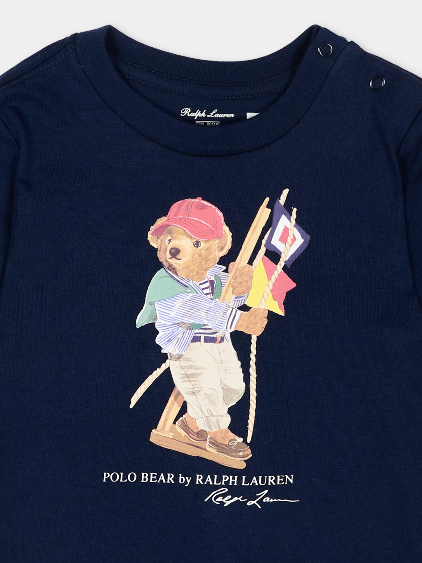 T-shirt blu Polo Bear per neonato,Ralph Lauren Kids,A12428001