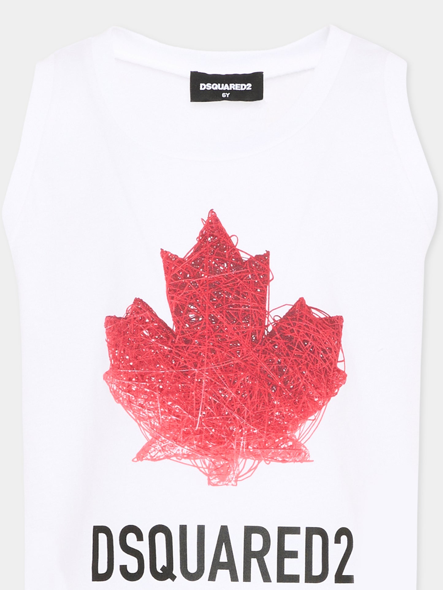 Canotta bianca per bambini con maple leaf,Dsquared2,DQ3313 D00XM DQ100