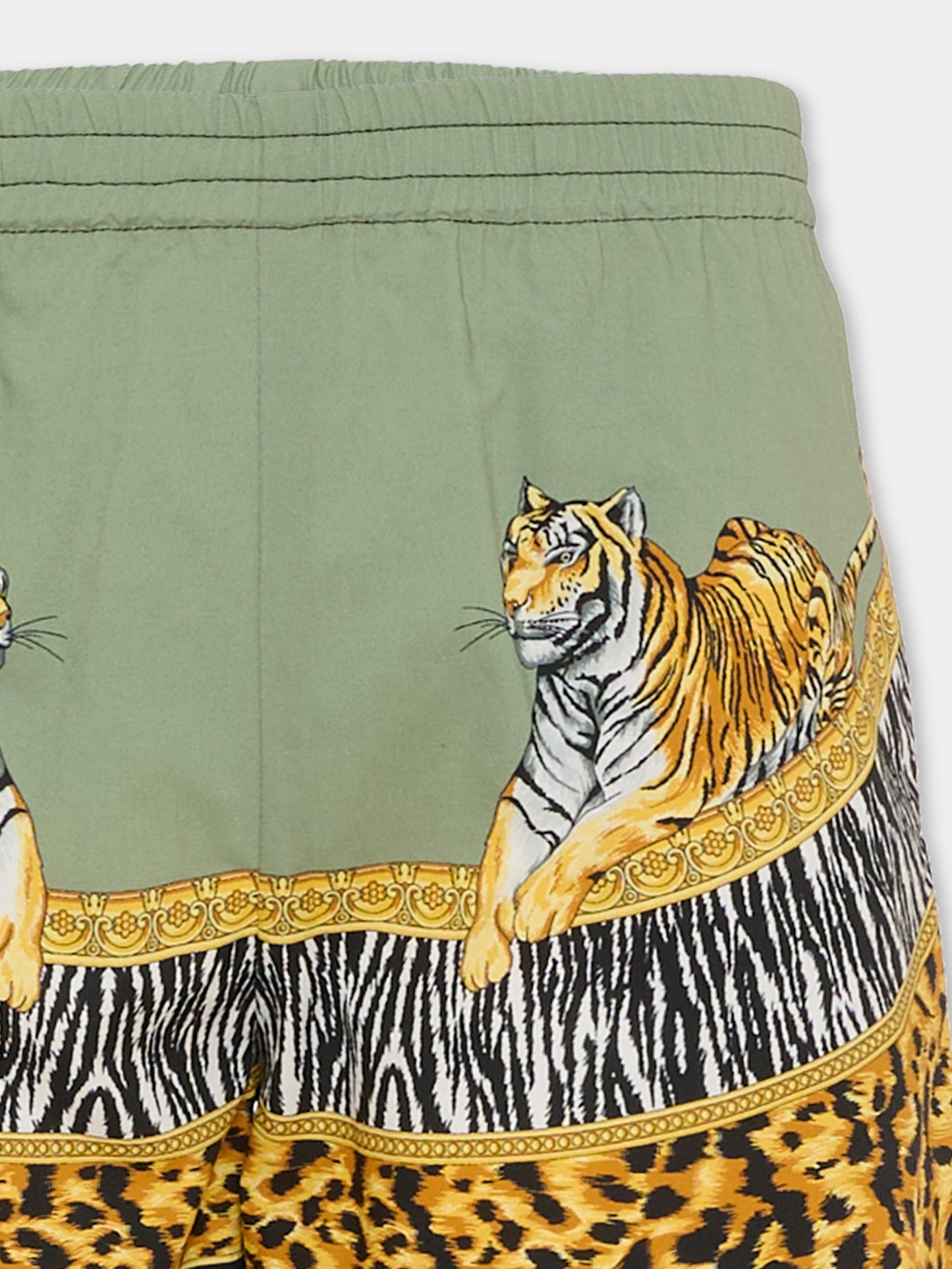 Shorts verdi per bambino con tigre,Versace,1019532 1A17054 5GC40