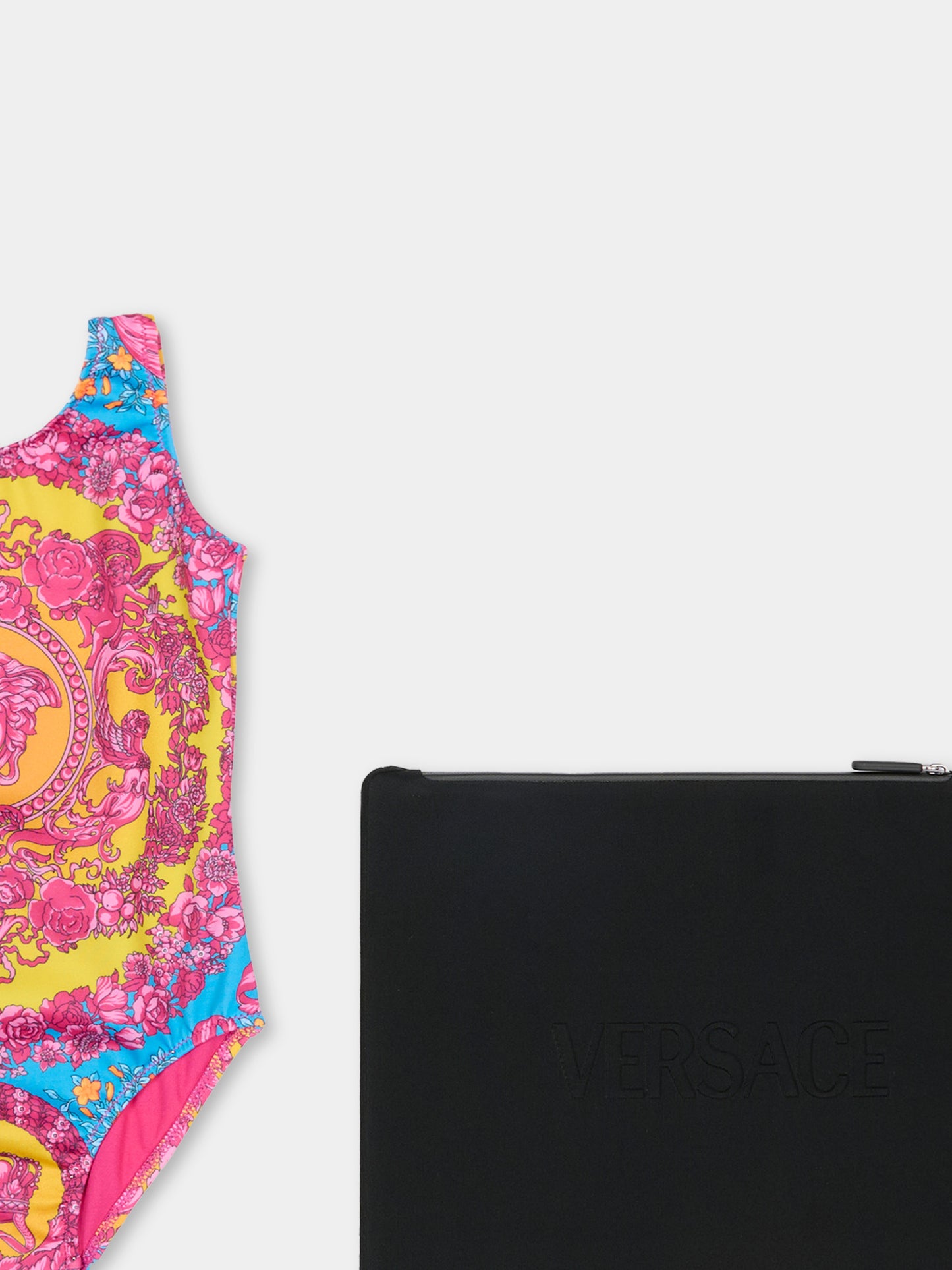 Costume intero multicolor per neonata con Medusa,Versace,1021123 1A16912 5PF70