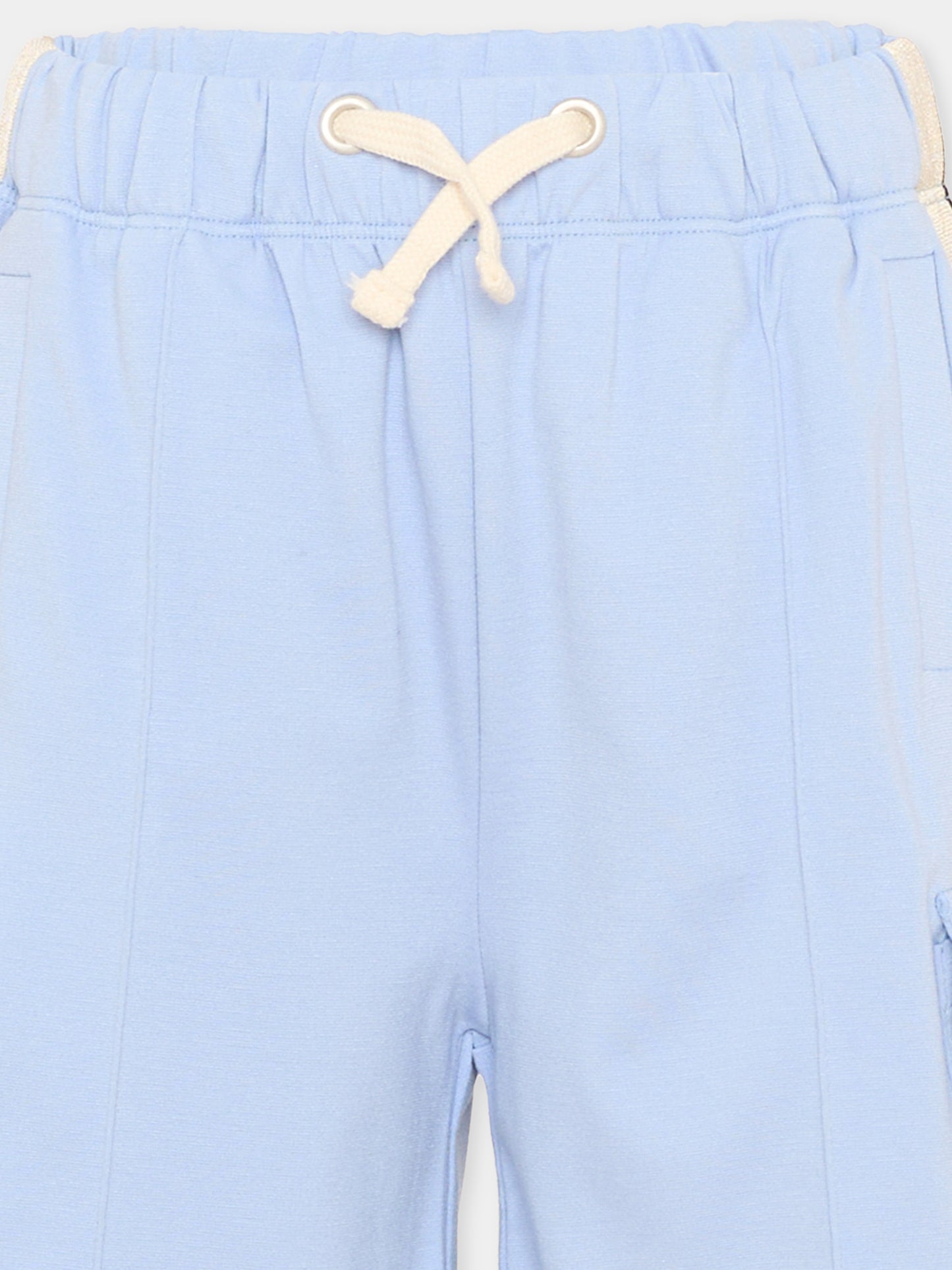 Shorts sportivi azzurri per bambino con bande,Palm Angels,PBCL004S26FLE001 960