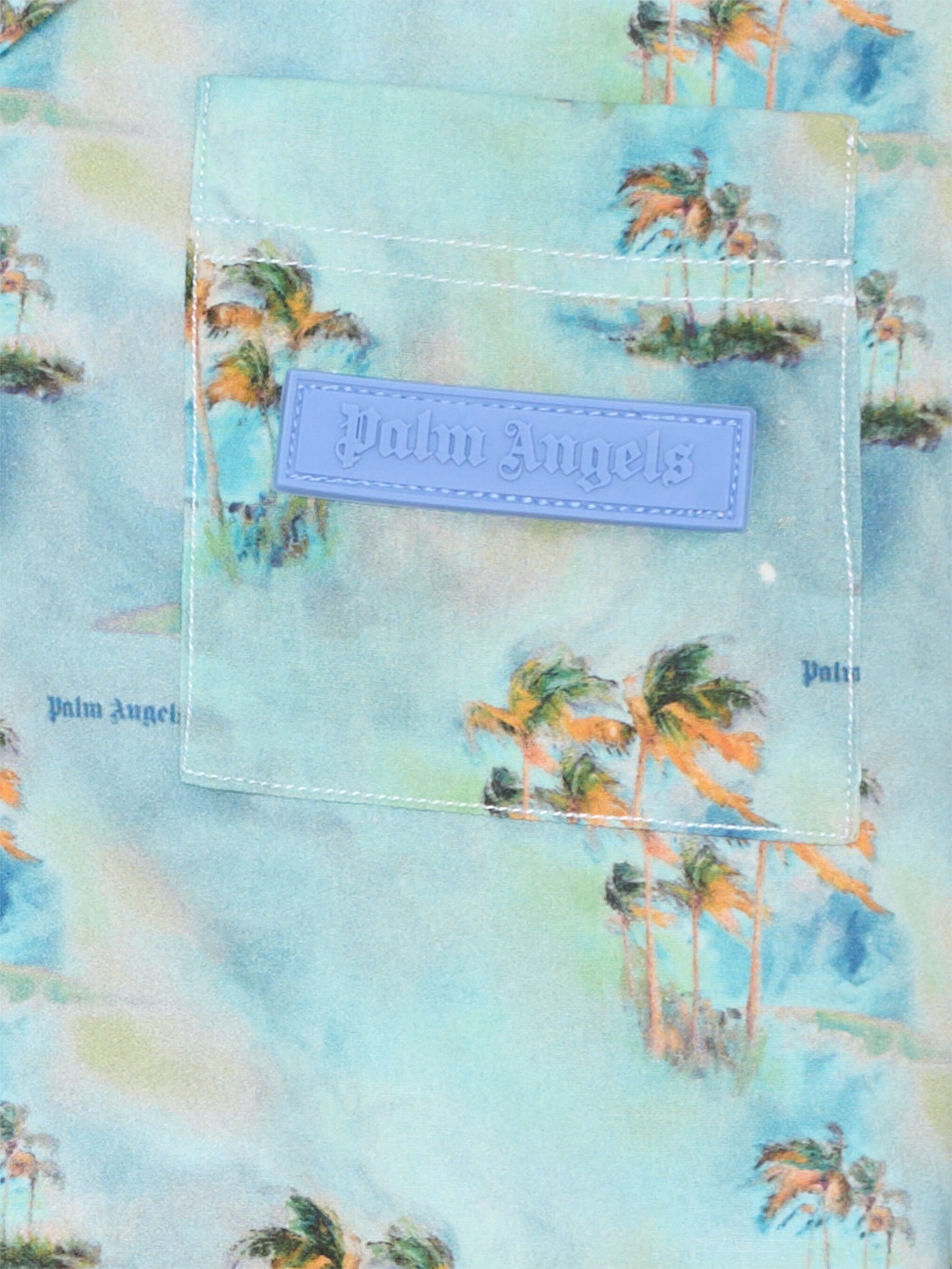 Camicia azzurra per bambino con palme,Palm Angels,PBGG002S26FAB001 960